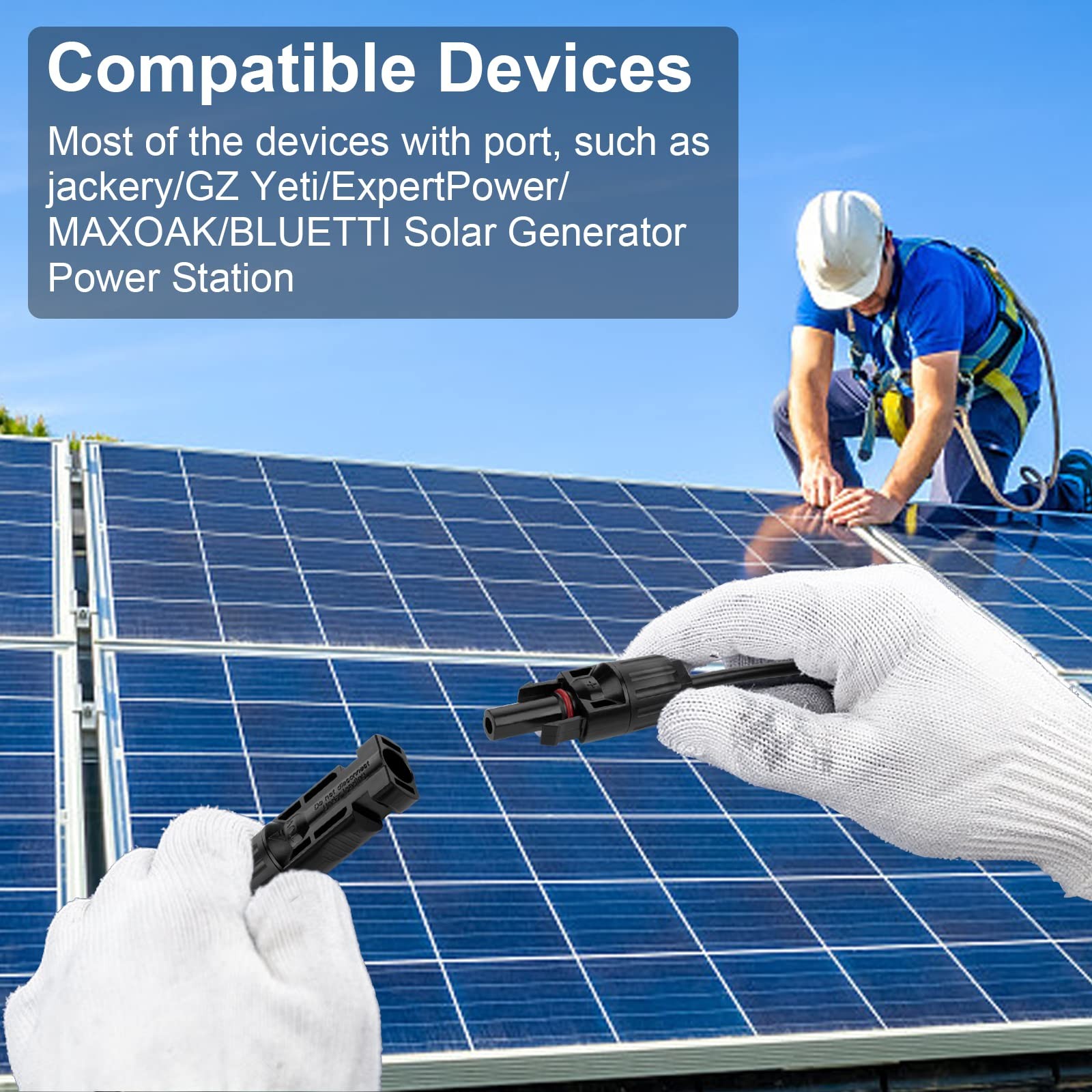 20FT 12AWG Solar Panel Extension Cable with Female and Male Connectors, Solar…