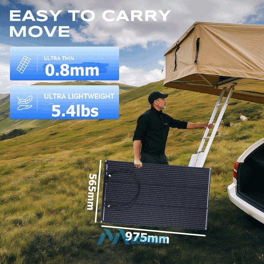 400W Watt 18V Portable Flexible Solar Panel Kit for RV Camping Off-Grid Rooftop