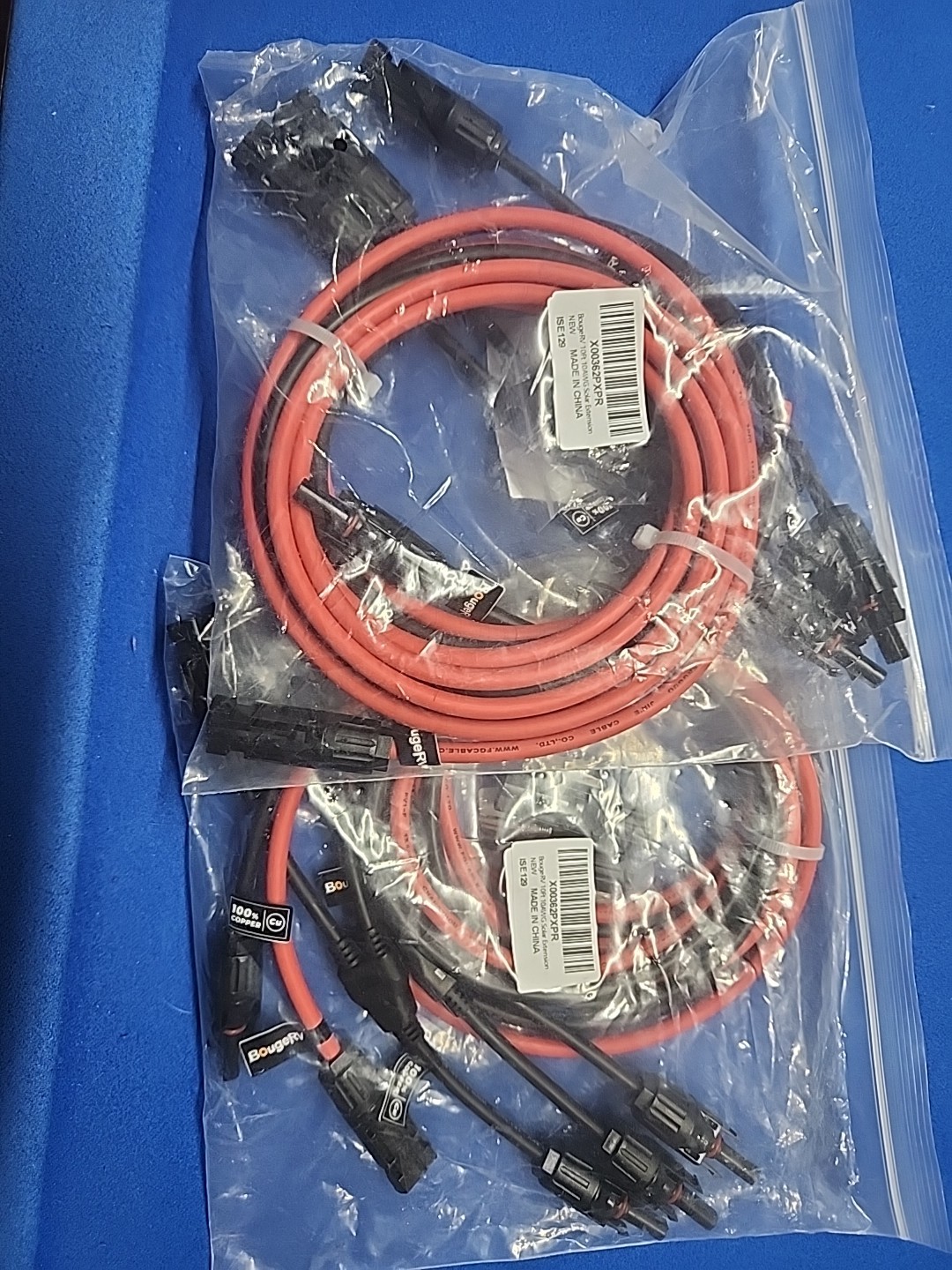 NEW (2) BougeRv 10ft 10AWG Solar Extension