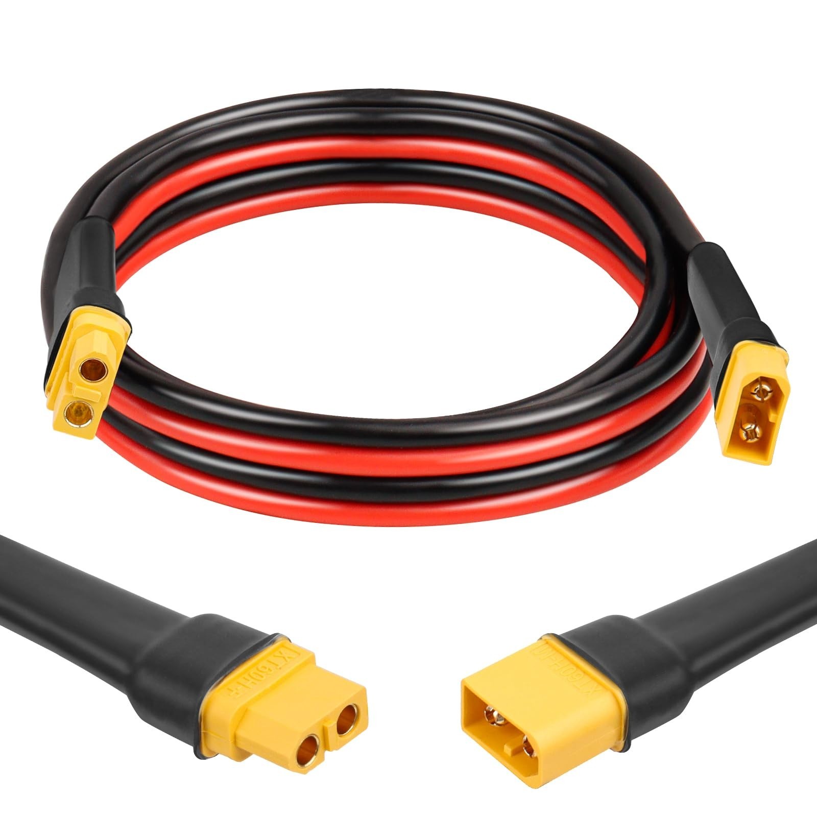 6FT XT60 Extension Cable, 10AWG Tinned Copper Wire, Heavy-Duty Power Cord for RC