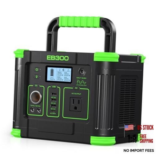 Portable Power Station 330W, 288.6Wh Lithium Battery, 60W Fast Charging, Green