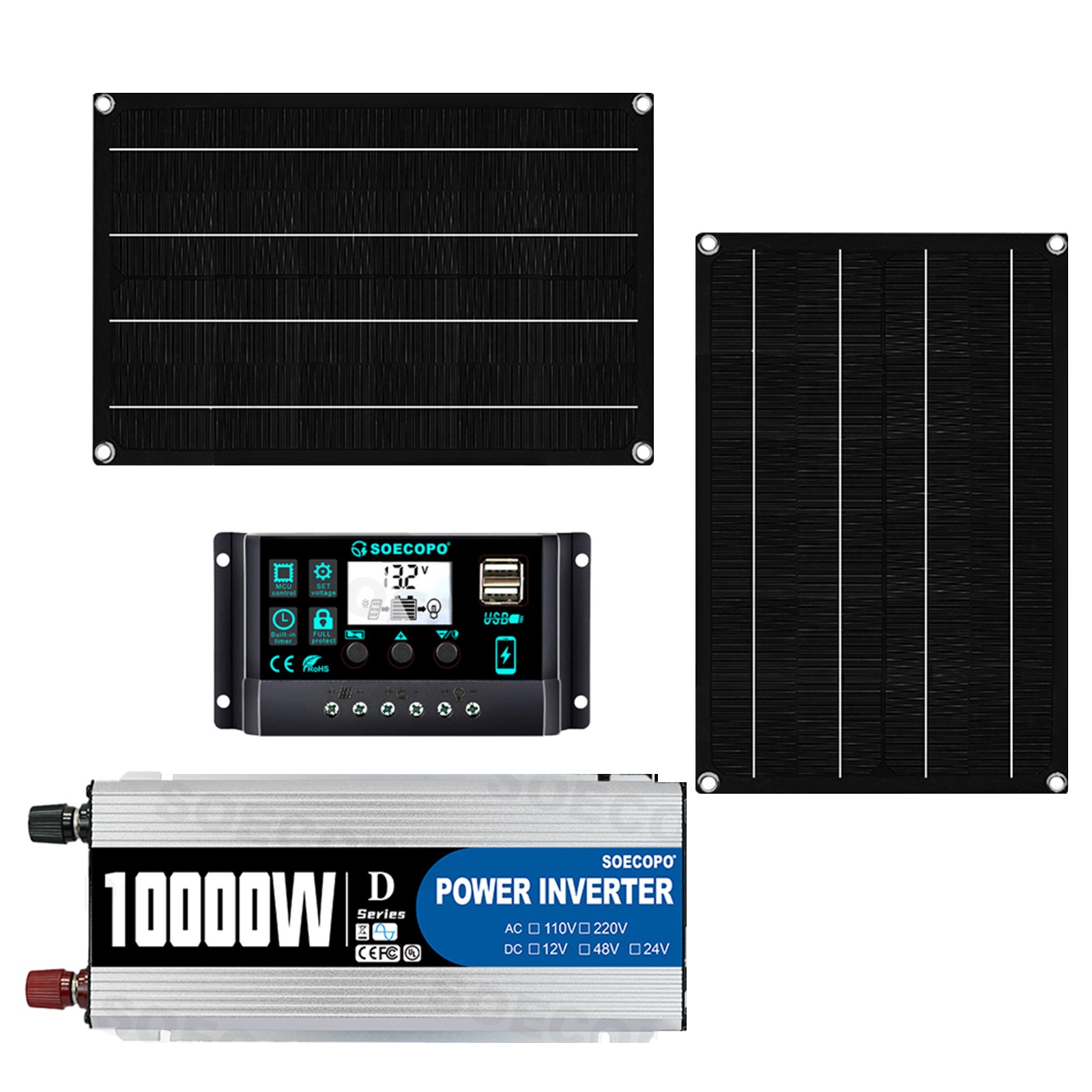 10000W Solar Starter Kit 2x High-Yield Solar Panels + 100A Charge Controller2T