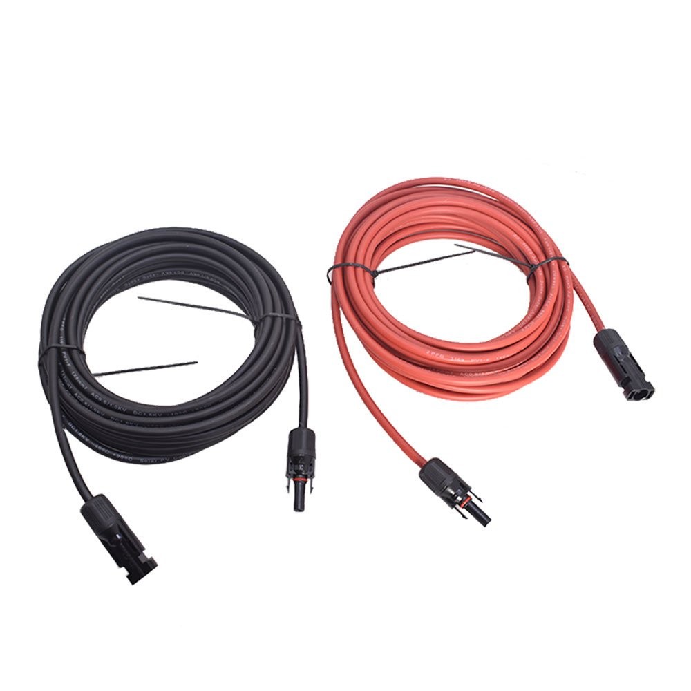25 Feet 10AWG Black + Red Solar Panel Extension Cable Wire Connector 1 Pair