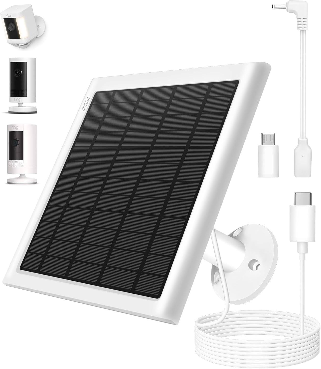 8W Solar Panel for Ring Camera, Solar Panel Charger Compatible with Ring Stick