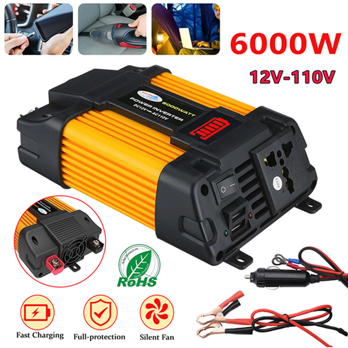 6000W Complete Solar Panel Kit Solar Power Generator 100A Home 110V Grid System