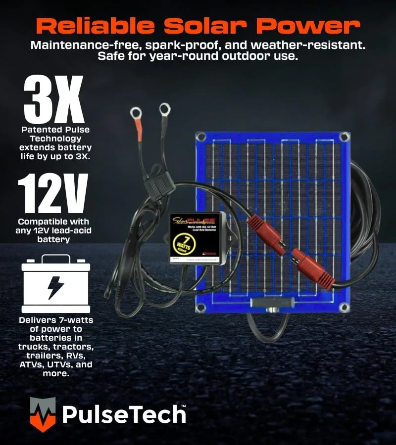PulseTech SolarPulse SP-7 Solar Battery Charger Maintainer, Blue, 7 Watt