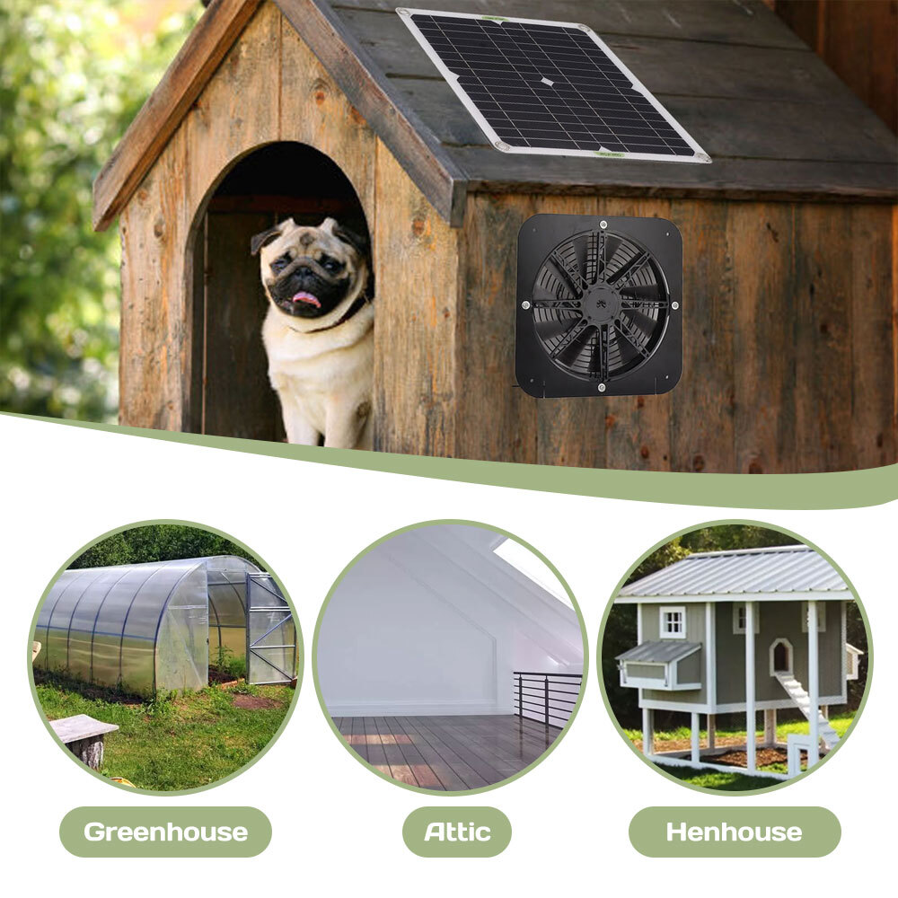 Solar Powered Fan Kit 13.5 Inch IP67 Waterproof, 20W Solar Panel DC Exhaust Fan