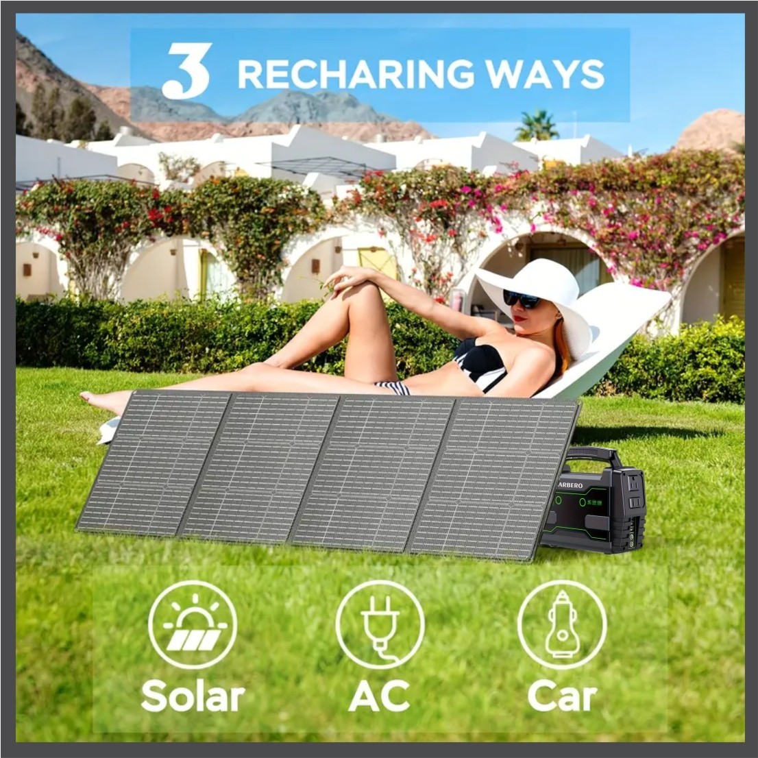 Marbero Portable Power Station 155Wh 150W Generator w/ FREE 30W Solar Panel