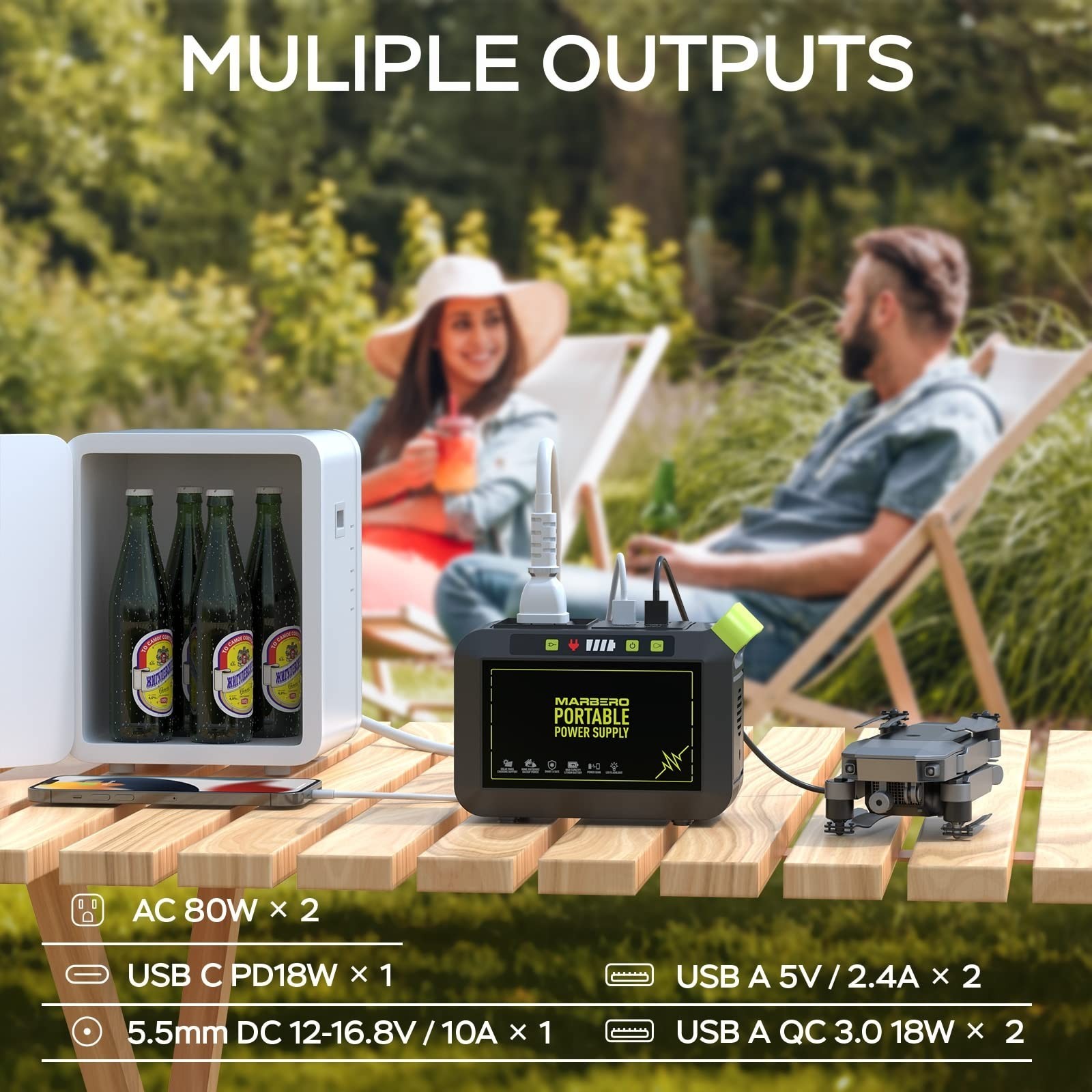 Portable Power Station 88Wh Lithium Battery Solar Generator Fast Charge AC Outle