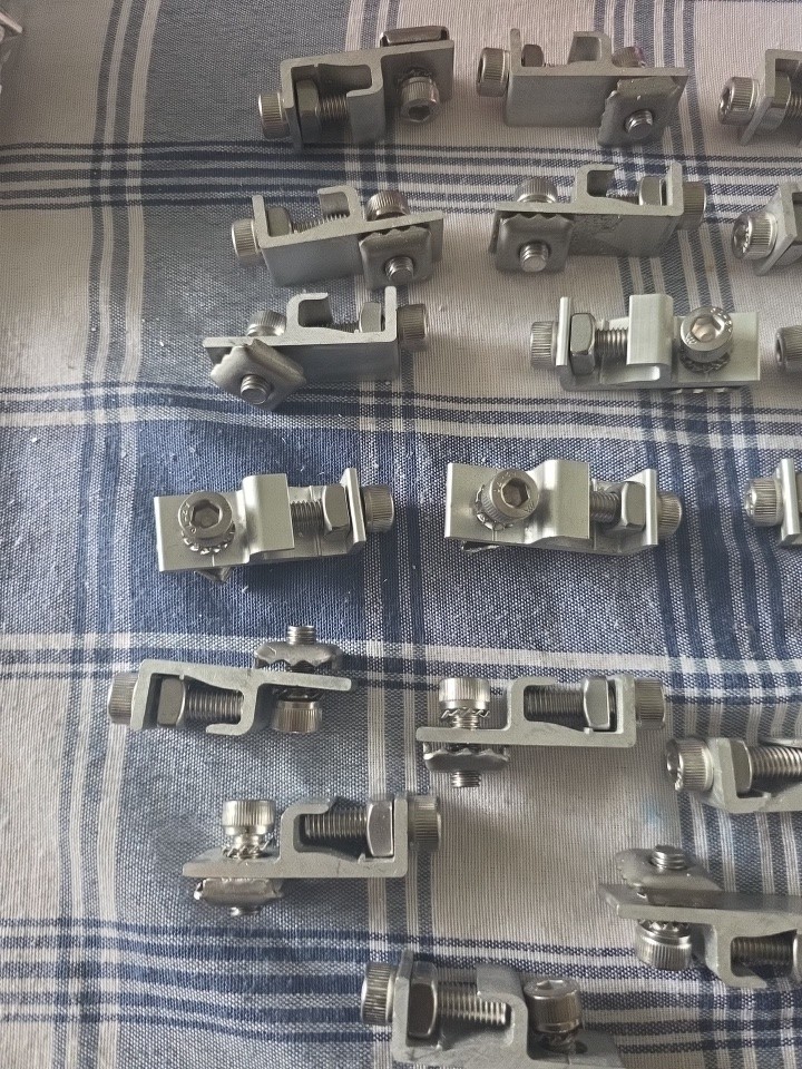 Lot of 20 Adjustable Solar Panel Mid Clamps with A2-70 Stainless Steel Hardware
