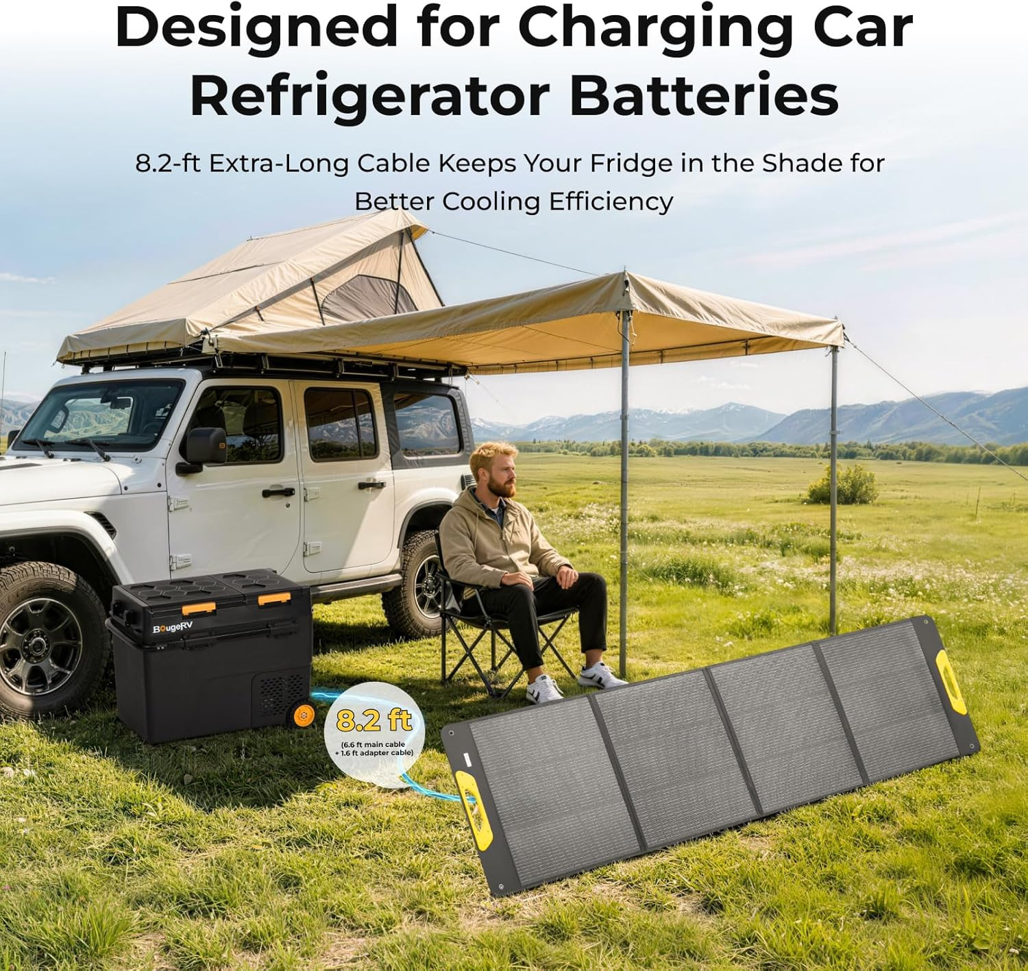 BougeRV 200W Portable Solar Panel, Fiberglass Solar Charger, Up to 25% Conversio