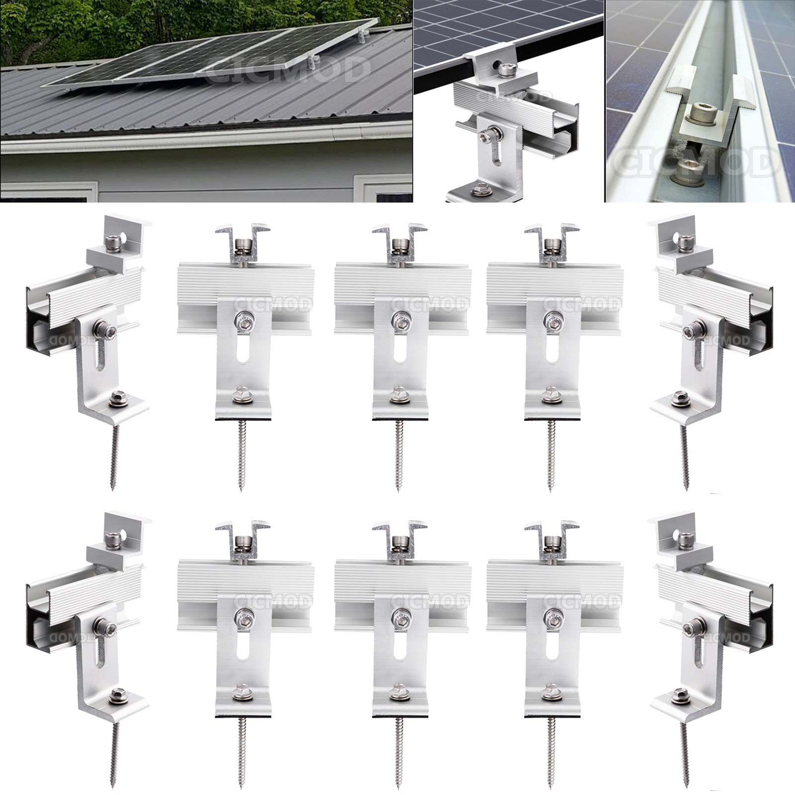 Solar Panel Roof Mount Bracket Fixing Clamp Kit for 1-4Pcs Solar Panels Mounting