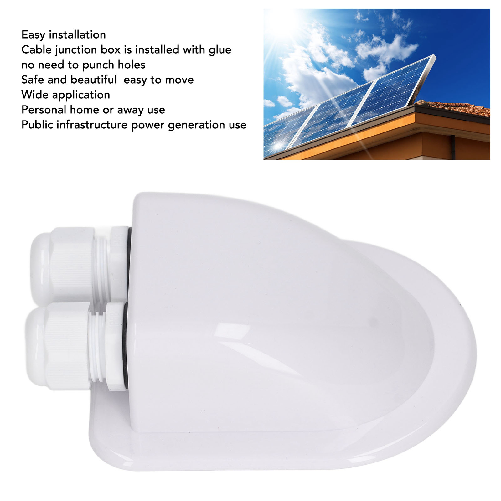 (White)Cable Junction Box Solar Entry Housing UV Resistance Wide Application
