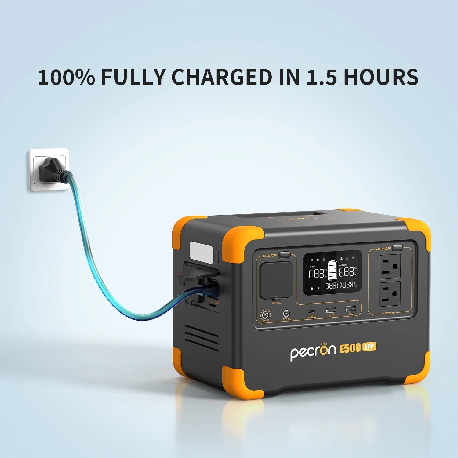 576Wh LiFePO4 Portable Power Station 600W Pure Sine Wave Wireless Charging Solar