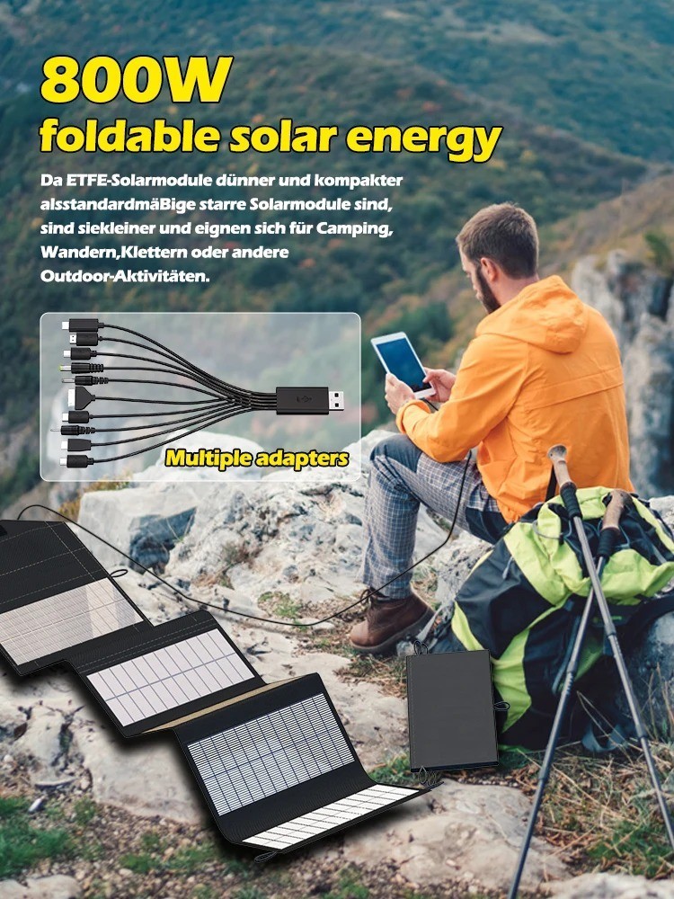 6-fold Foldable 800W Solar Panel Portable mobile Solar Panels Charger USB 5V