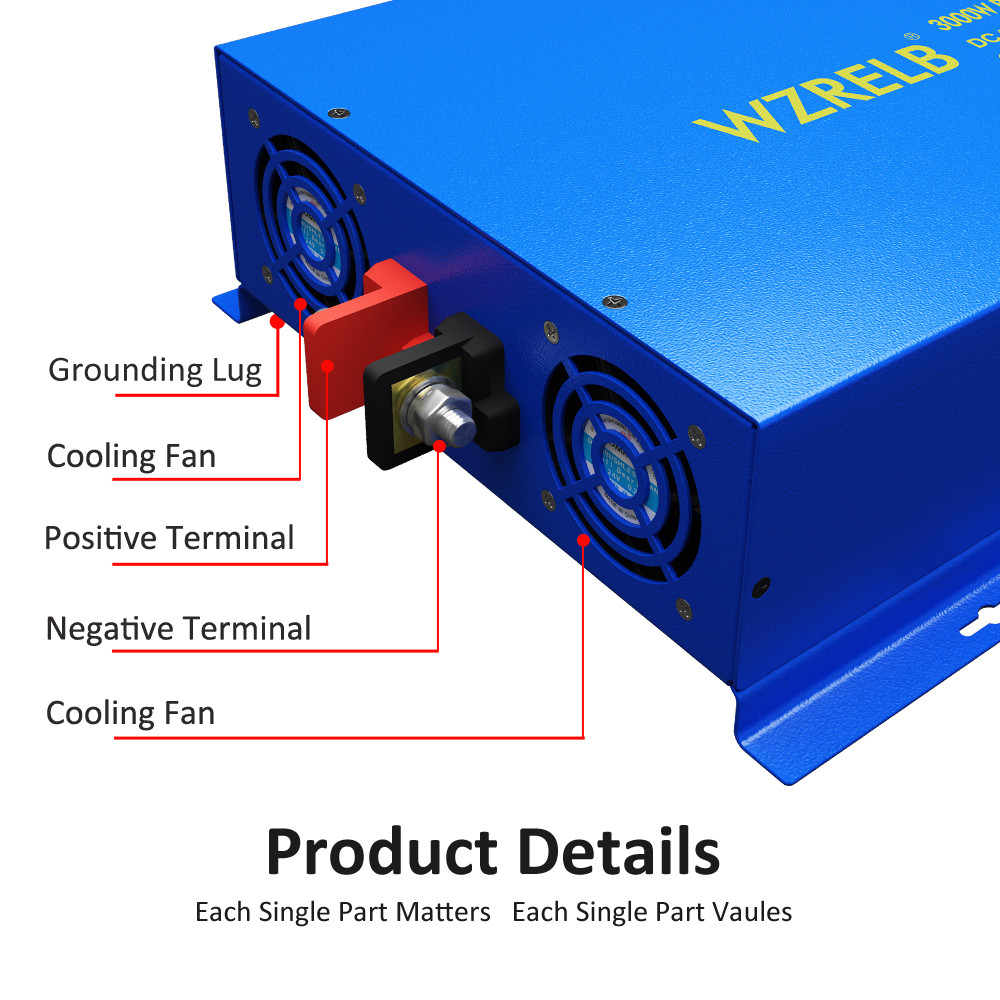 Pure Sine Wave Inverter 3000W 48V DC to AC Power Converter Car RV Remote Swith