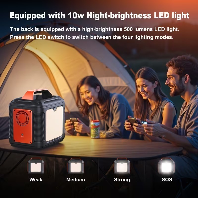 300W Portable Power Station Backup Battery Solar Generator with 60W Solar Panel