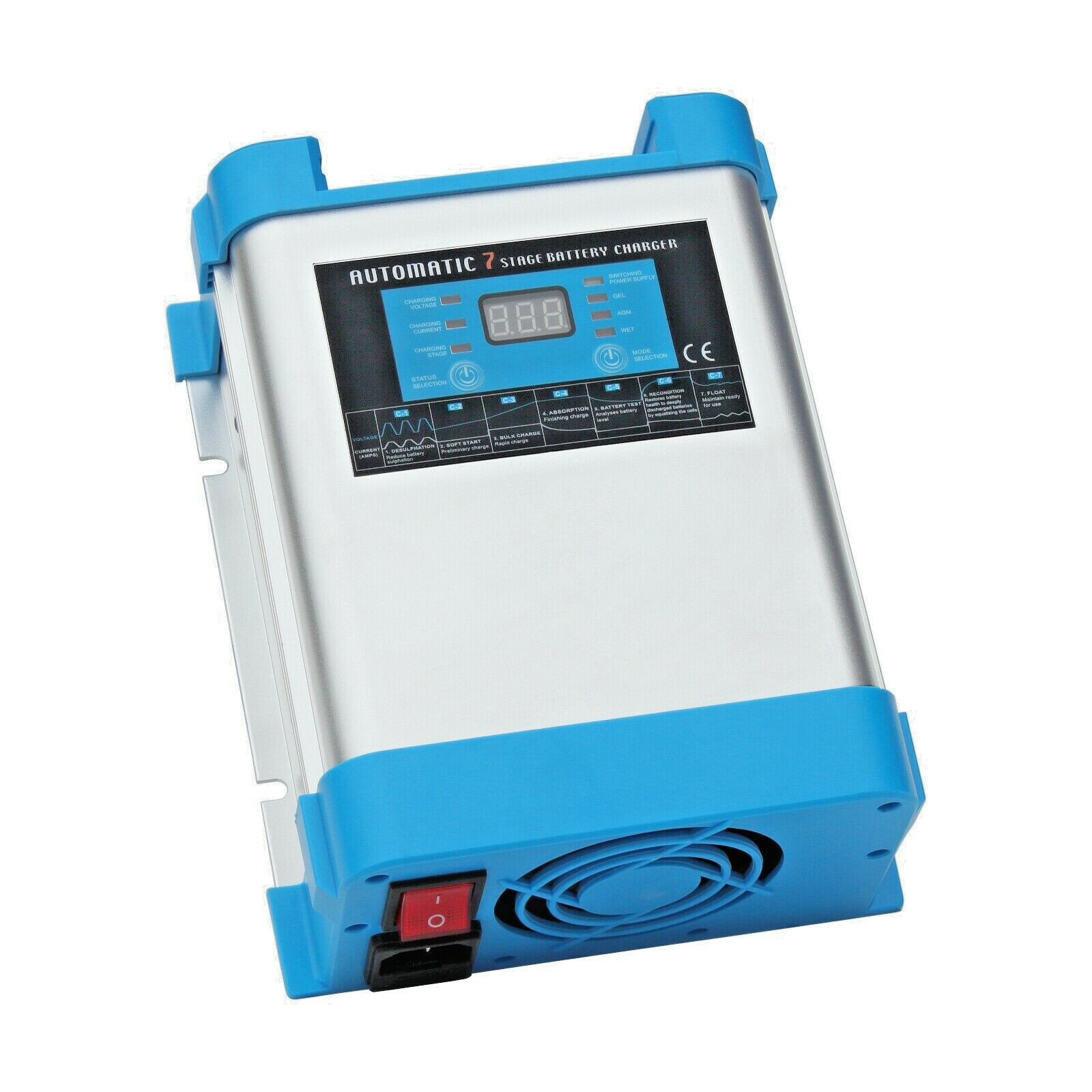 40A 12V Intelligent Automatic Multi-stage Mains Battery Charger with LCD display