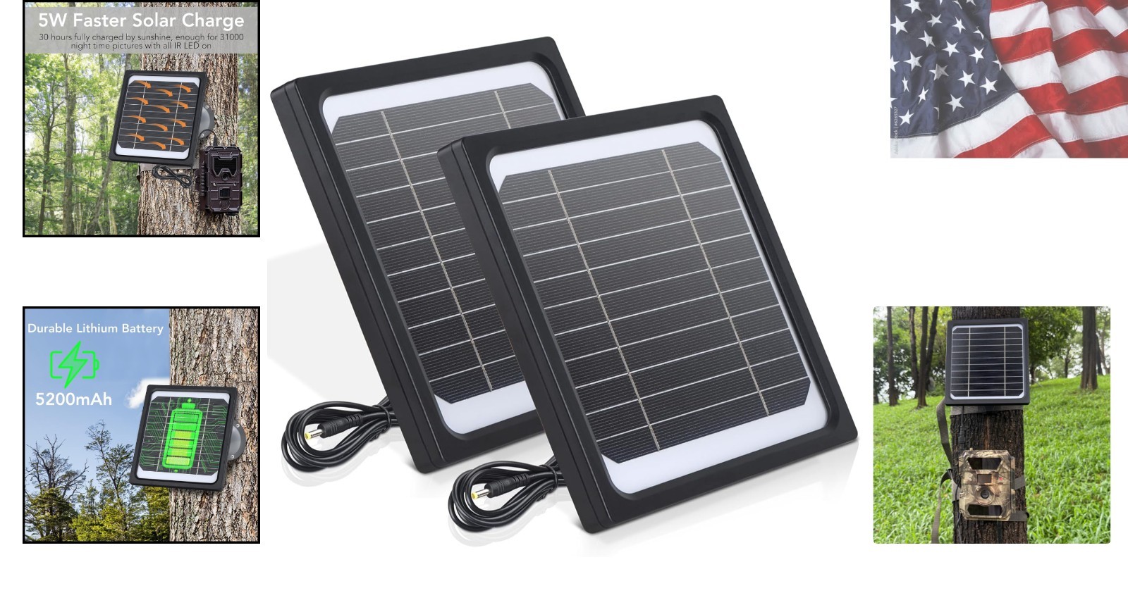 5W 12V Solar Panel for Trail Camera – Waterproof Solar Charger Kit with 5200m…