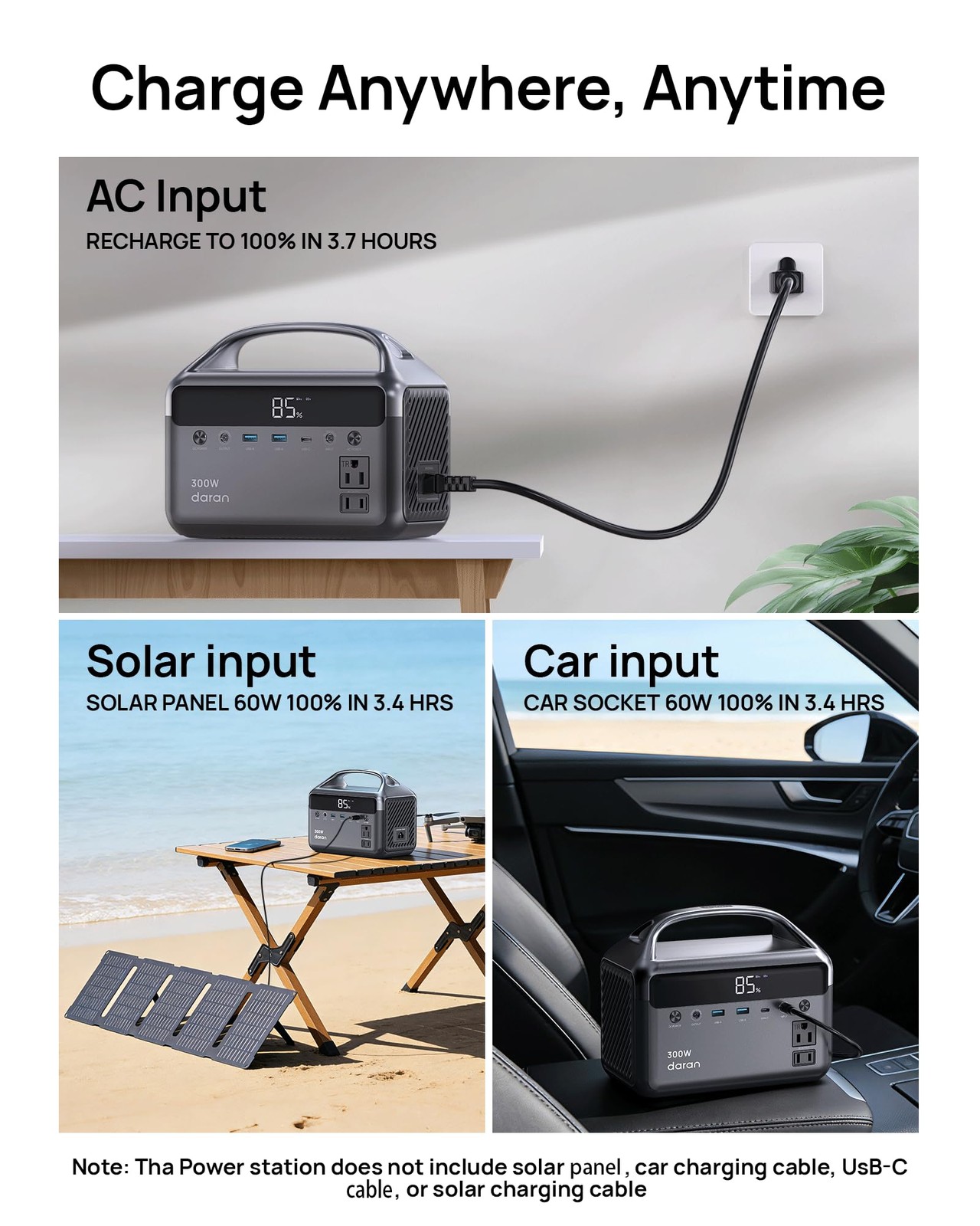 Portable Power Station, 300W (Surge 600W) 192Wh(60,000mAh) Power Bank with 11…