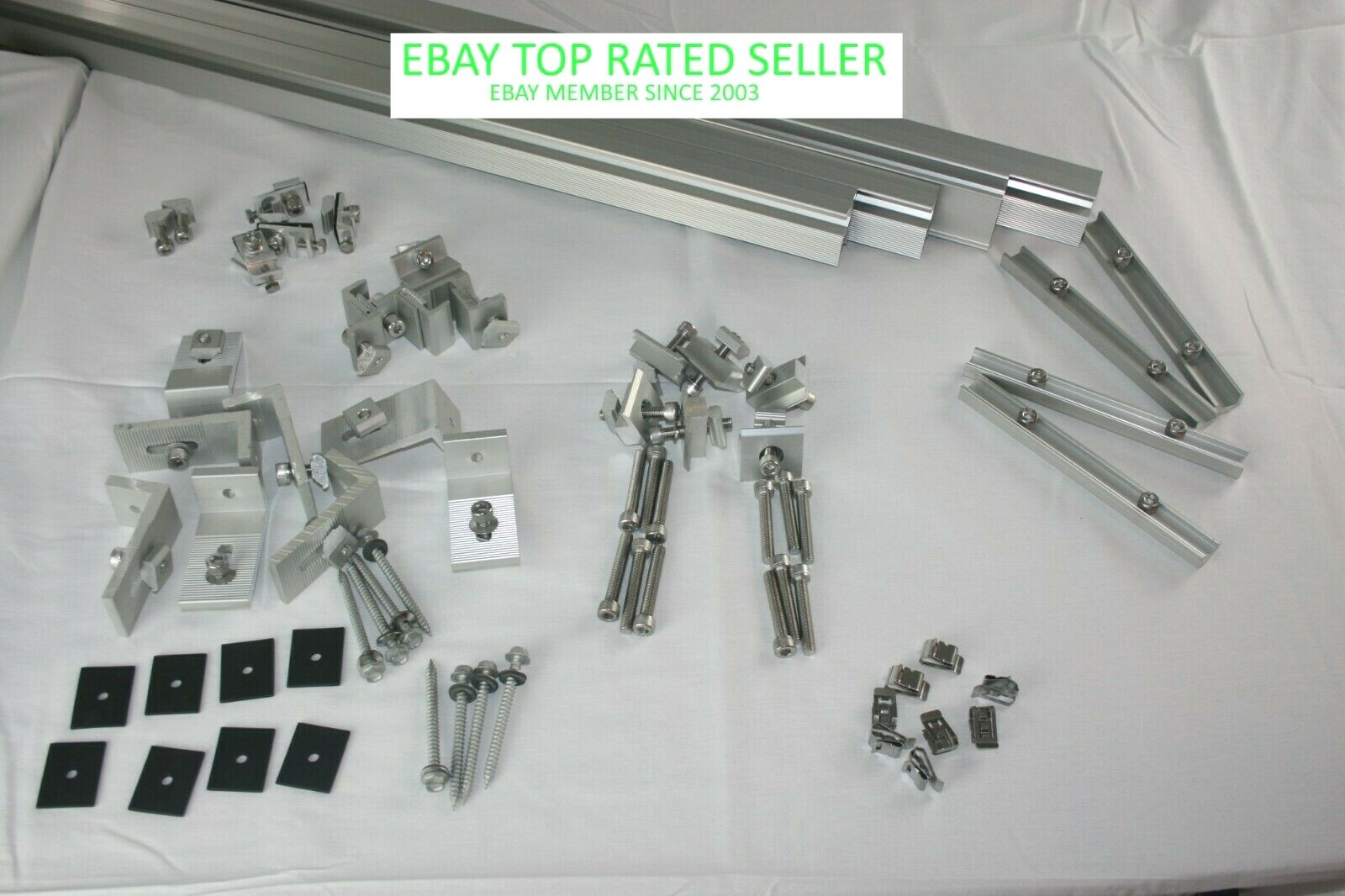 Solar Rail kit to mount 12 panels w/ clamps & L brackets and with 7.3 ft rails