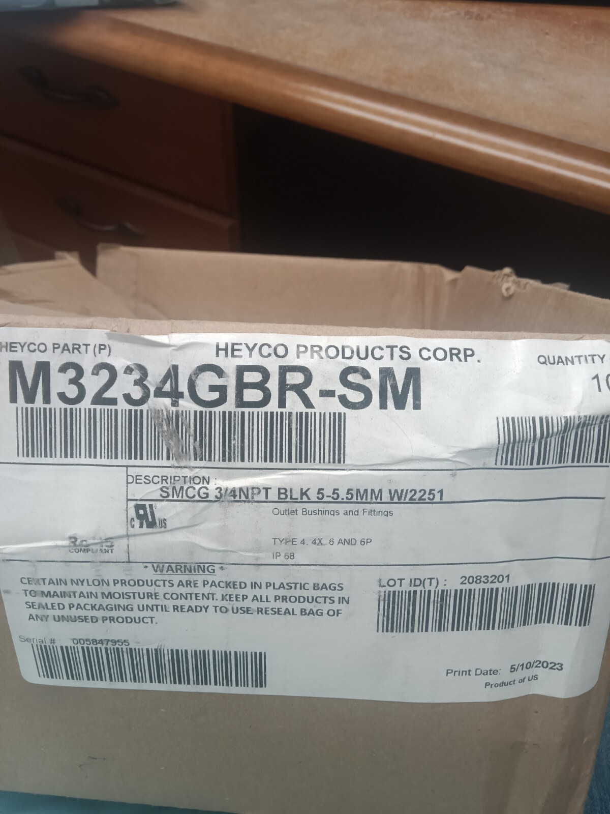 HEYCO 3/4″NPT BLK 5-5.5MM W/2251