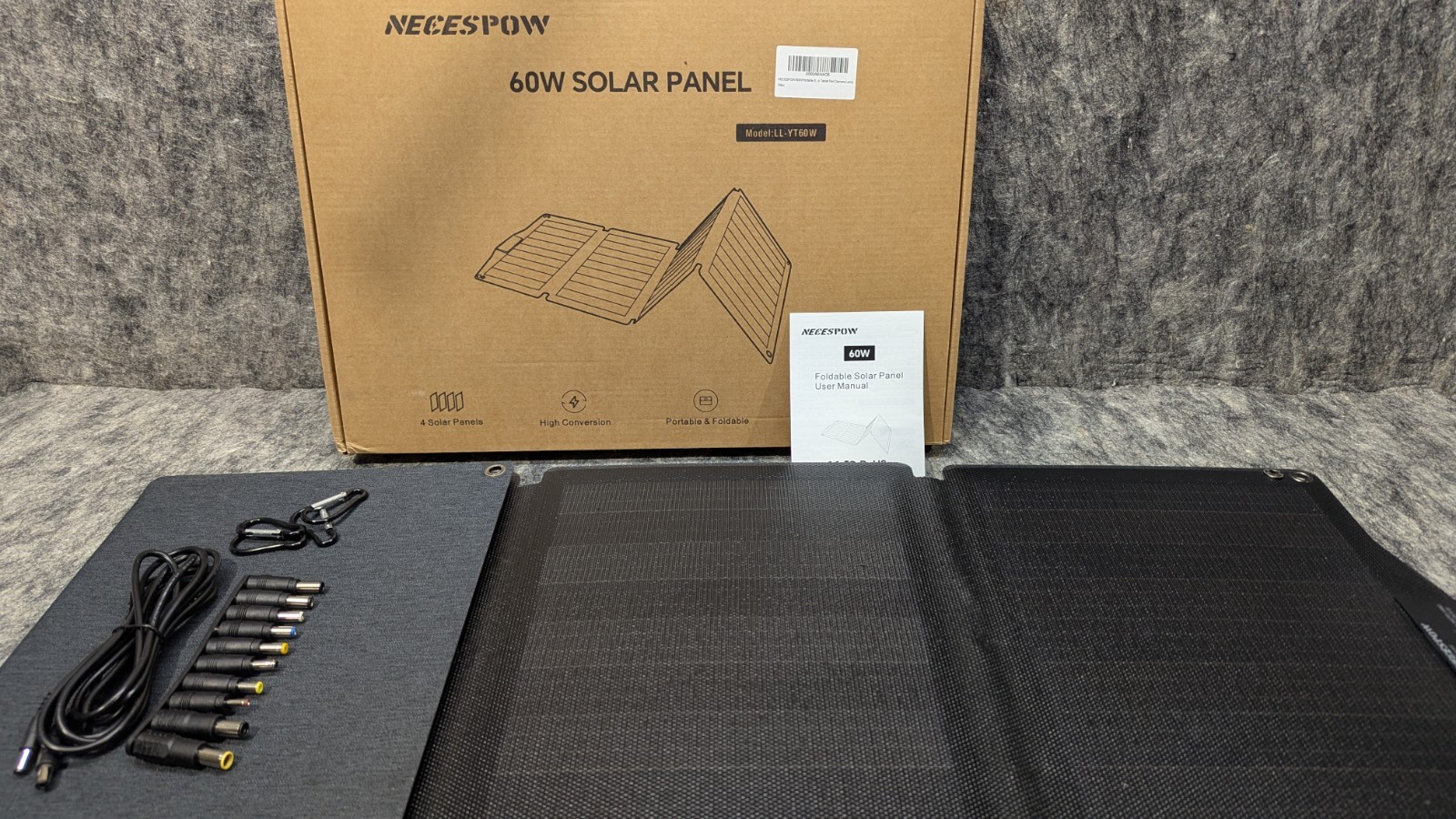 🔥New NECESPOW 60W Portable Solar Panel Charger with USB-A, USB-C, DC5521 Ports