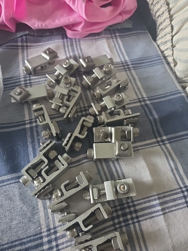 Lot of 20 Adjustable Solar Panel Mid Clamps with A2-70 Stainless Steel Hardware