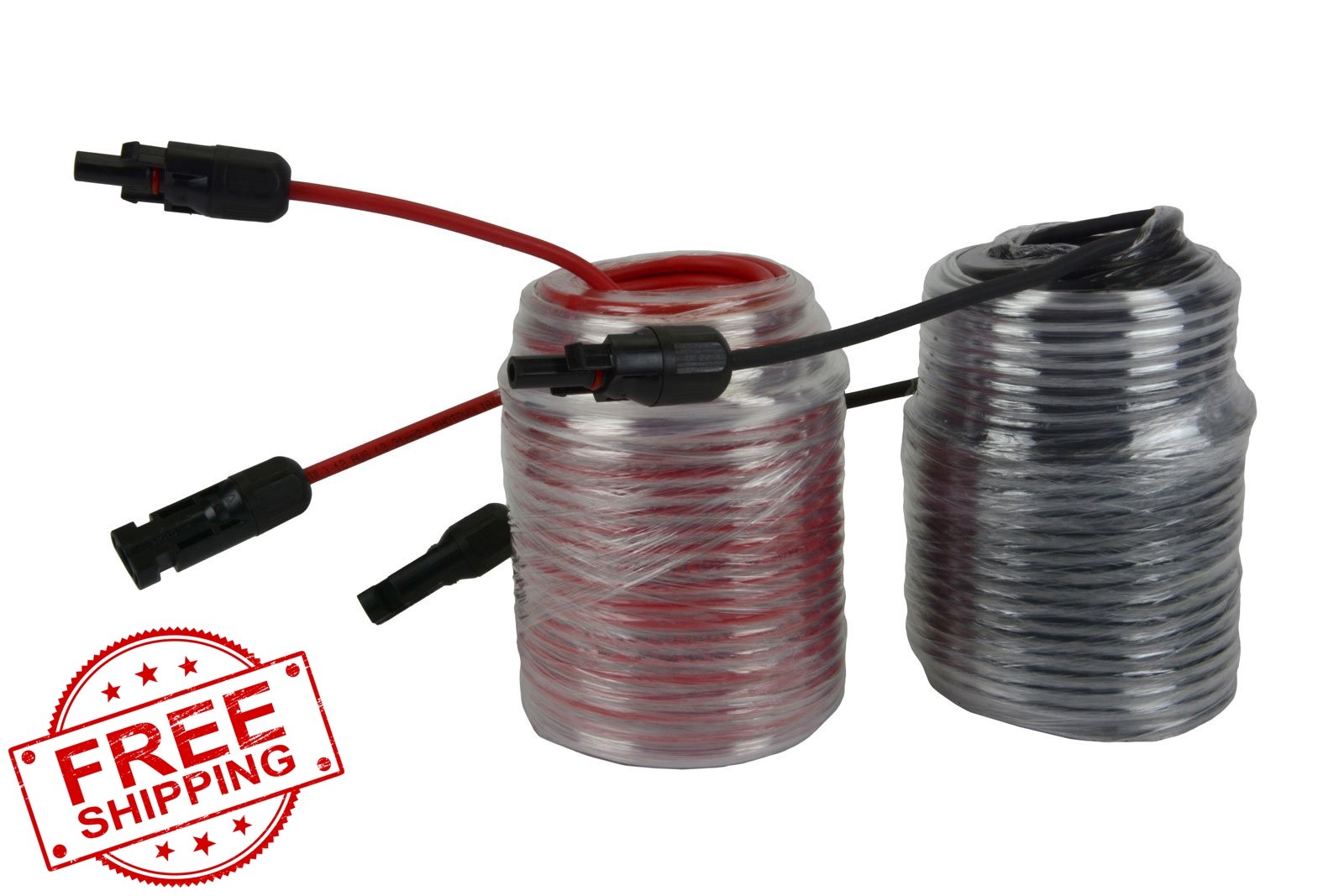 TEMCo Solar Extension Cable 100Ft Red + 100Ft Black 12 AWG
