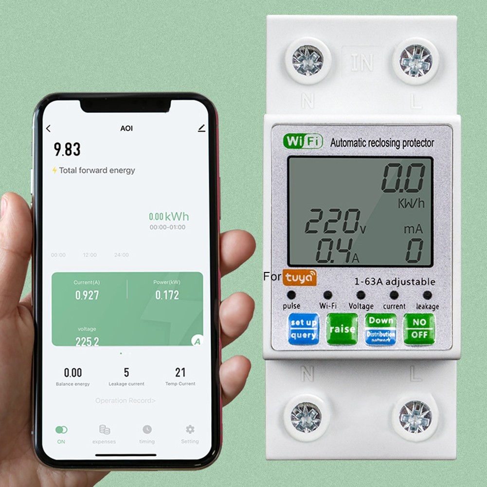 For Tuya WiFi Smart Reset Protector Switch Current Breaker Meter AC80-300V