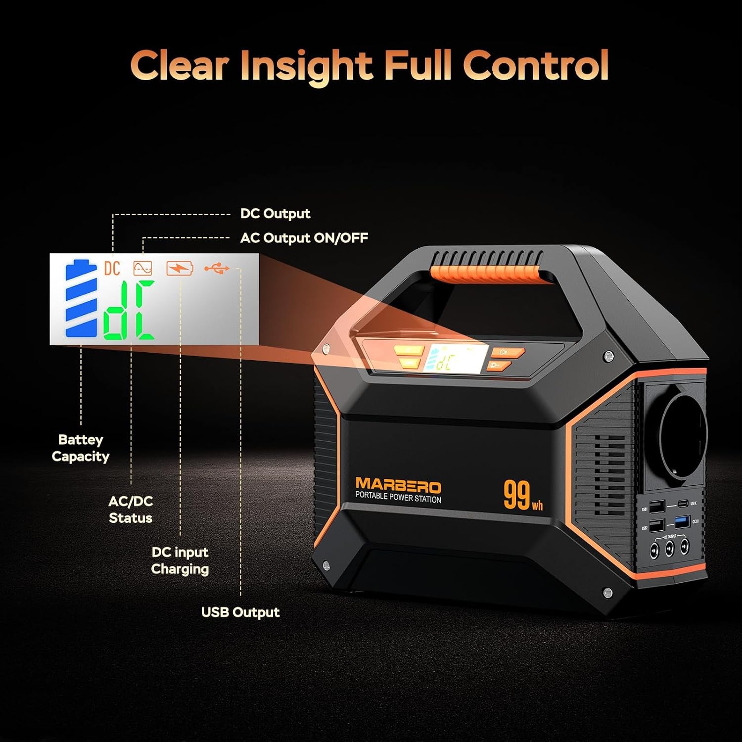 155Wh MARBERO Solar Generator 30W Panel Portable Power Station 150W Surge