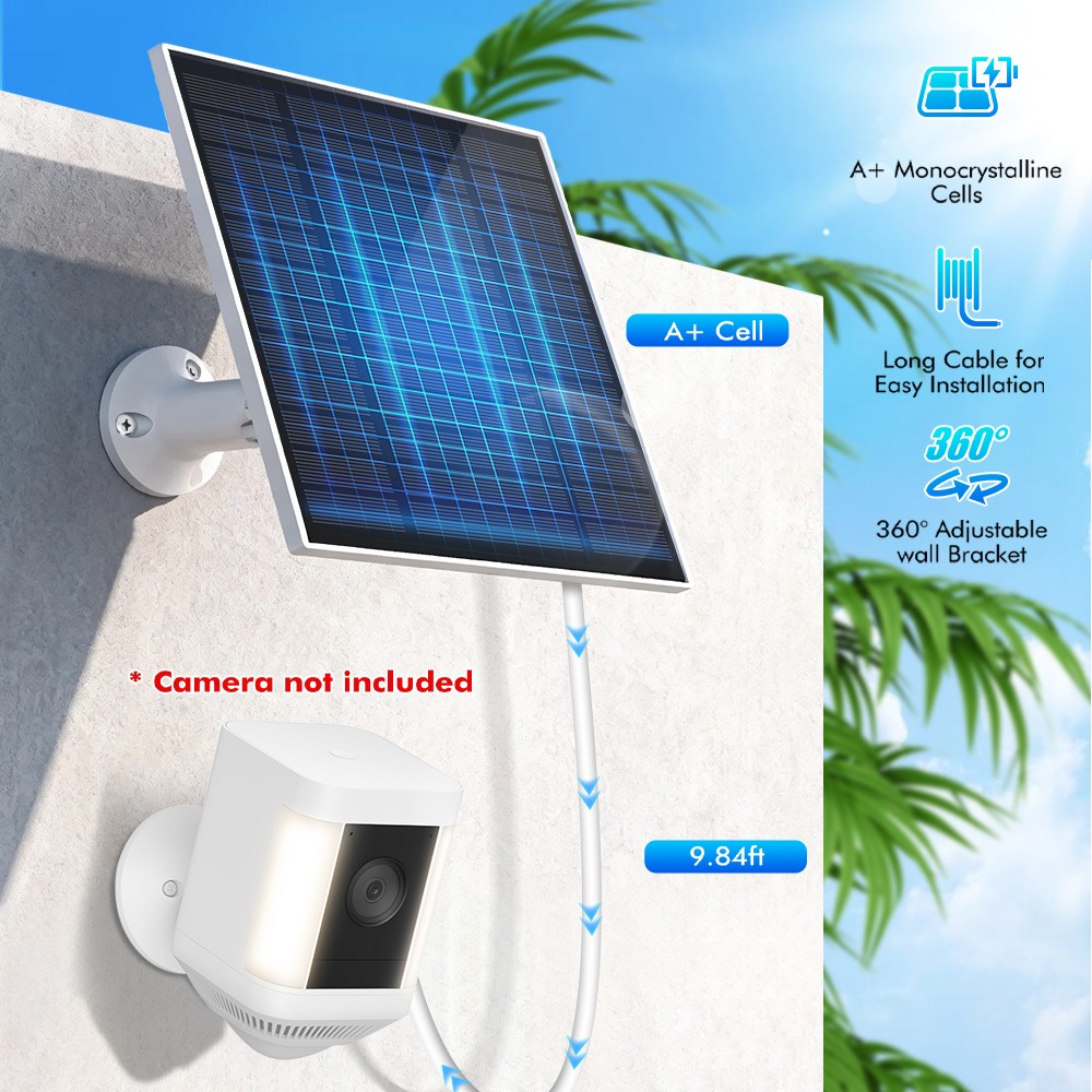 2 x Solar Panel Power USB C Battery Charger For CCTV Camera Security Cam Outdoor