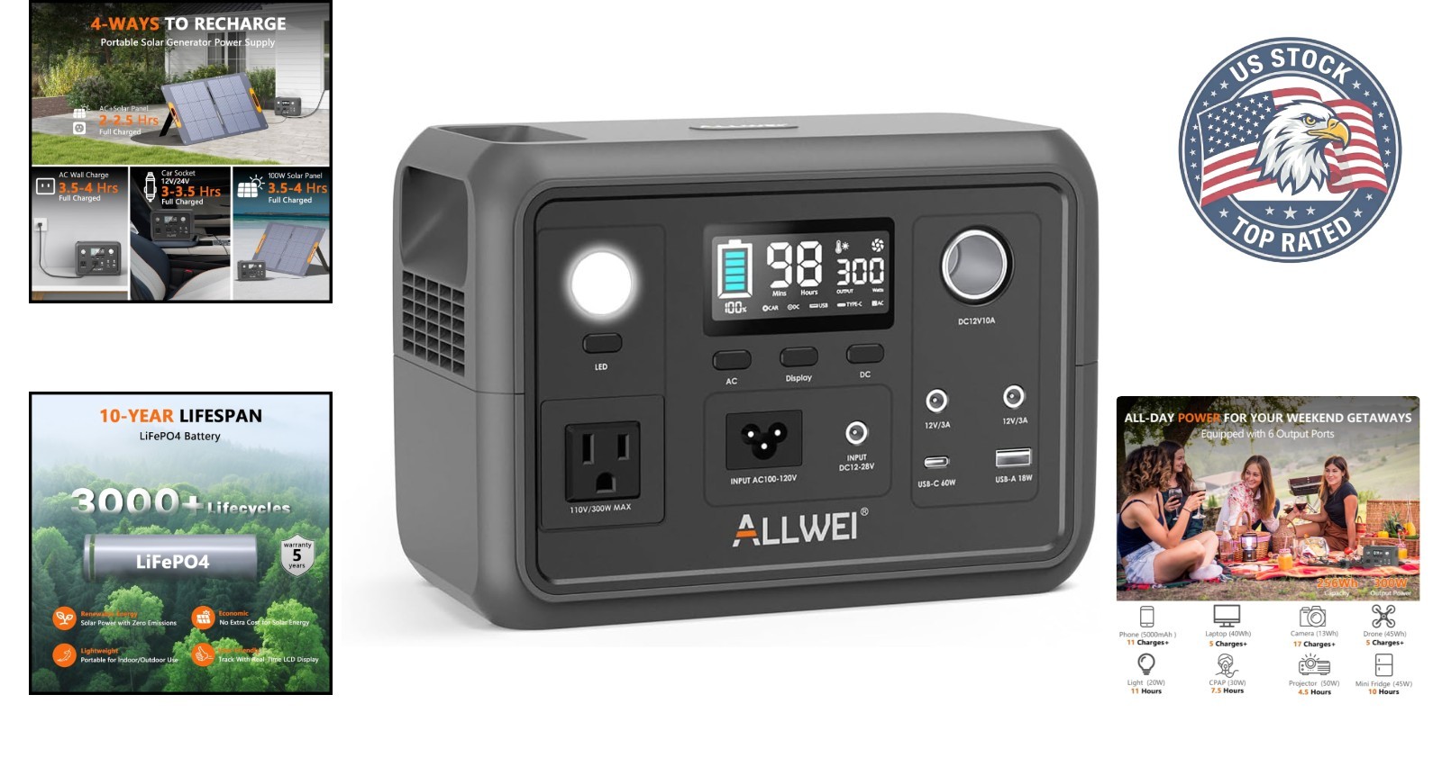 300W Portable Power Station – Reliable 256Wh Battery Bank for Travel & Emergency