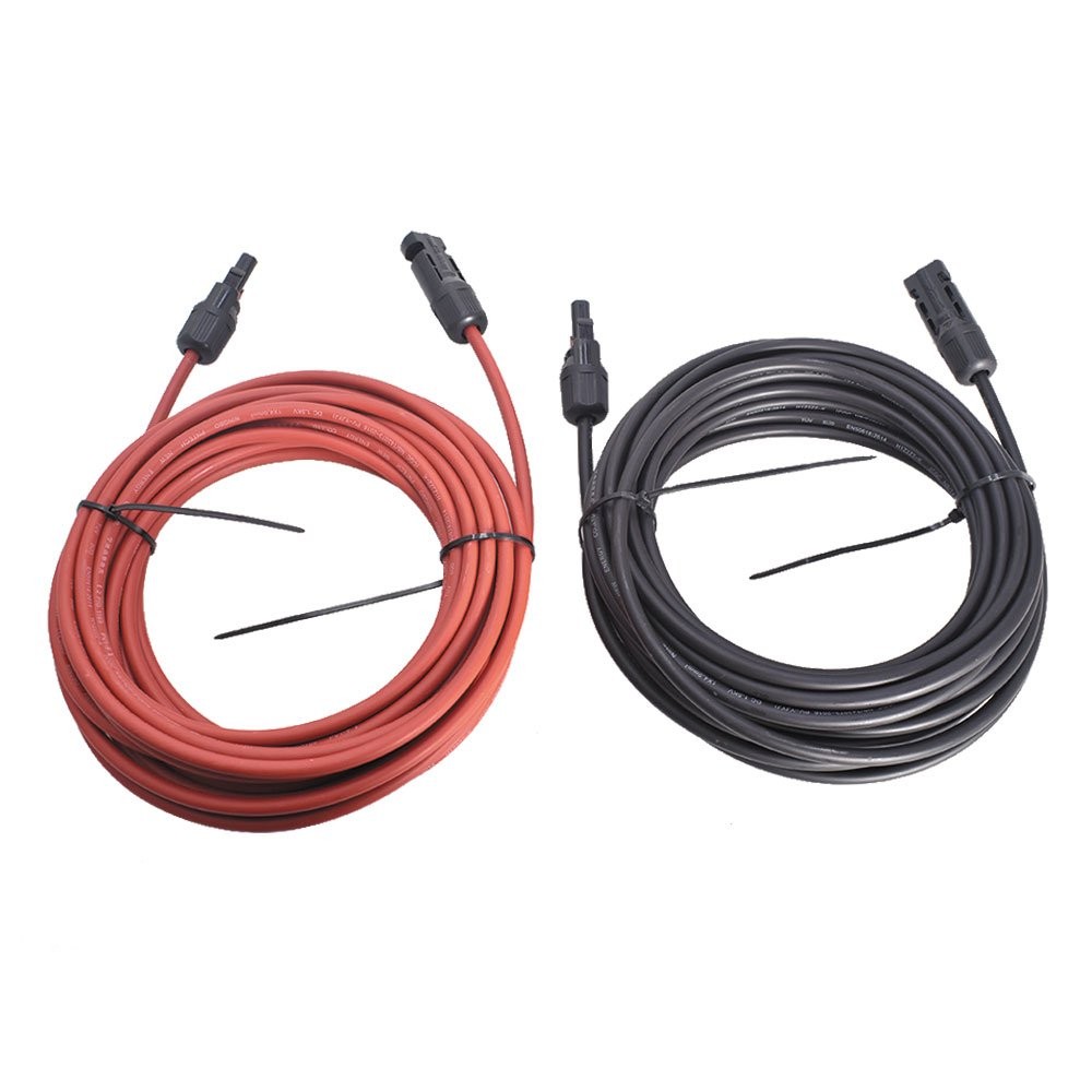10AWG Black + Red 30Feet Solar Panel Extension Cable Wire Connector 1 Pair