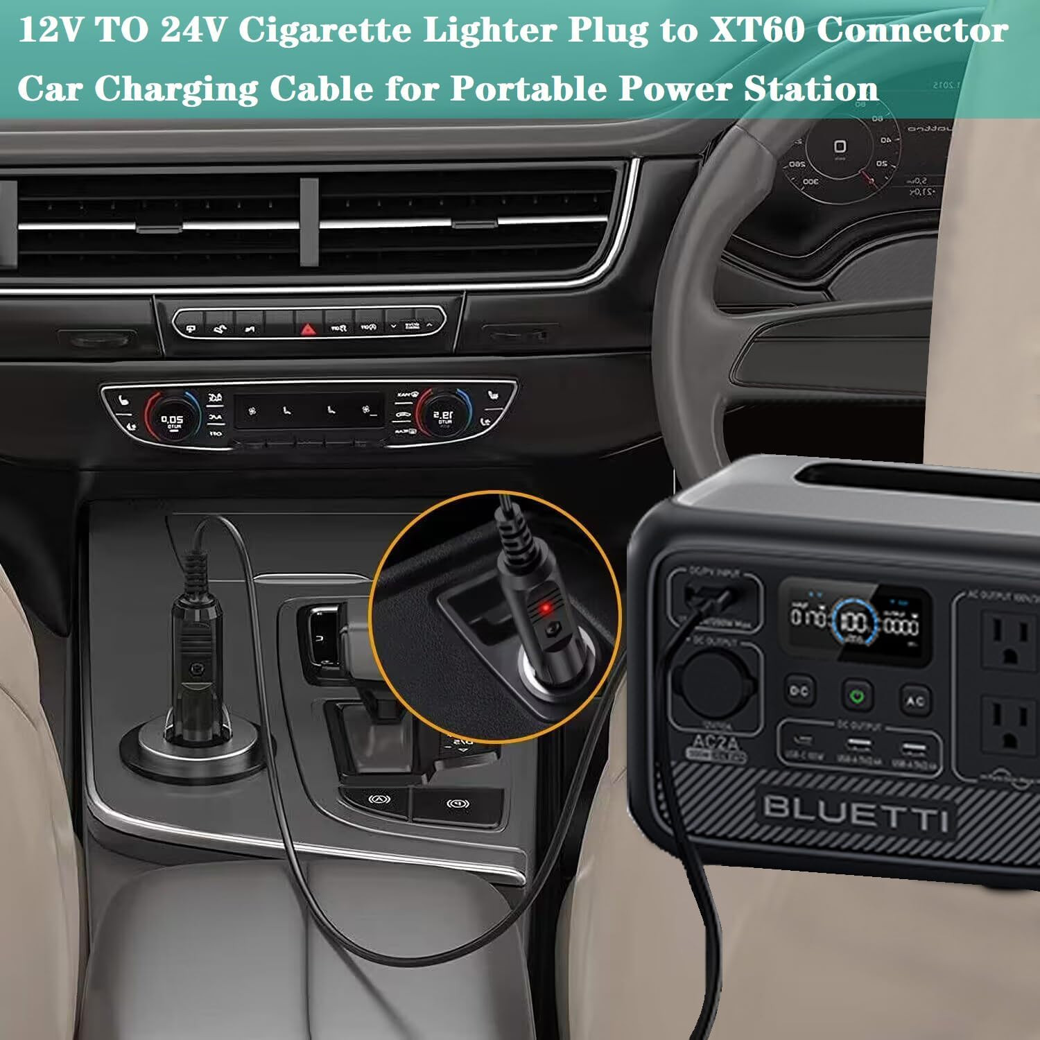 Xt60I Car Charger Cable for Anker SOLIX & Ecoflow Delta Power Stations