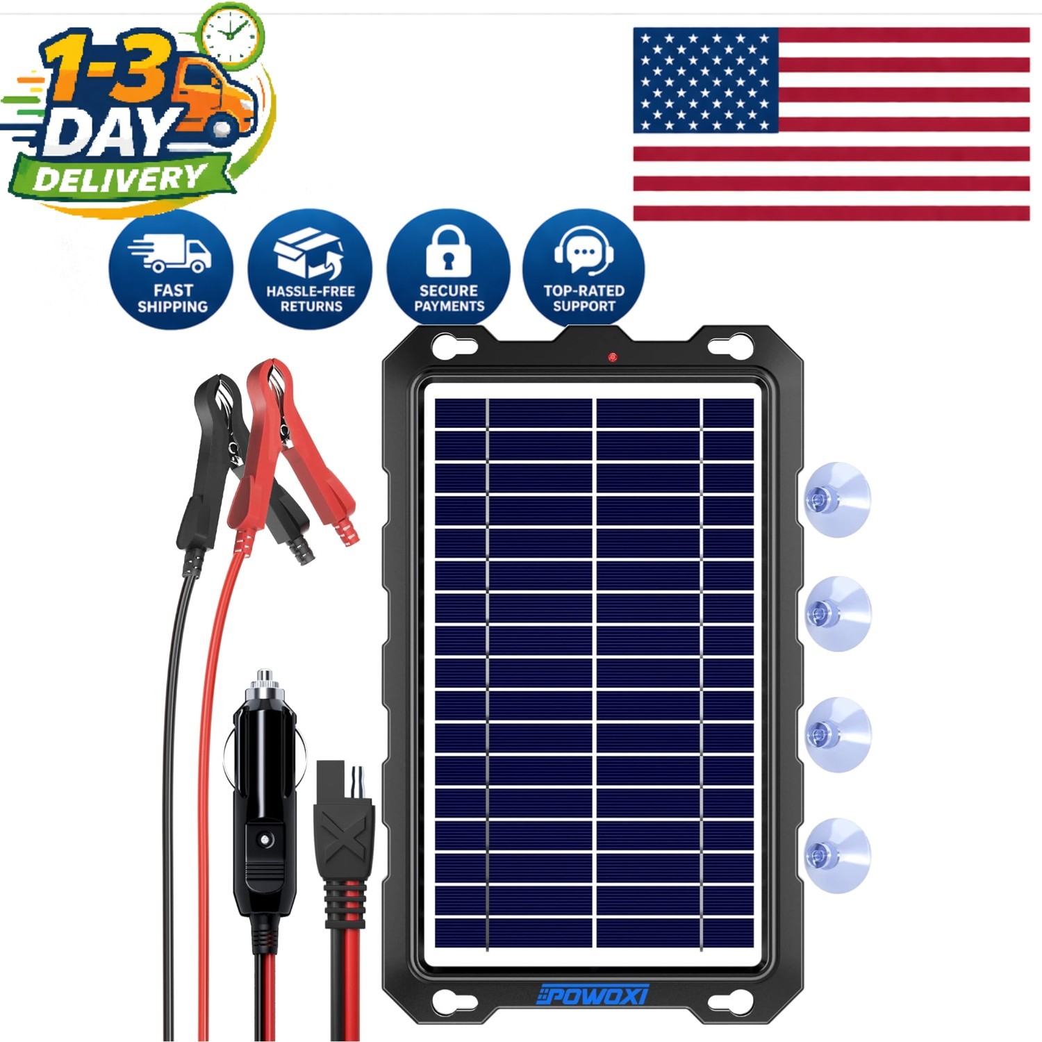 7.5W Trickle Solar Charger for Automotive & Marine Use – Maintenance Made Easy