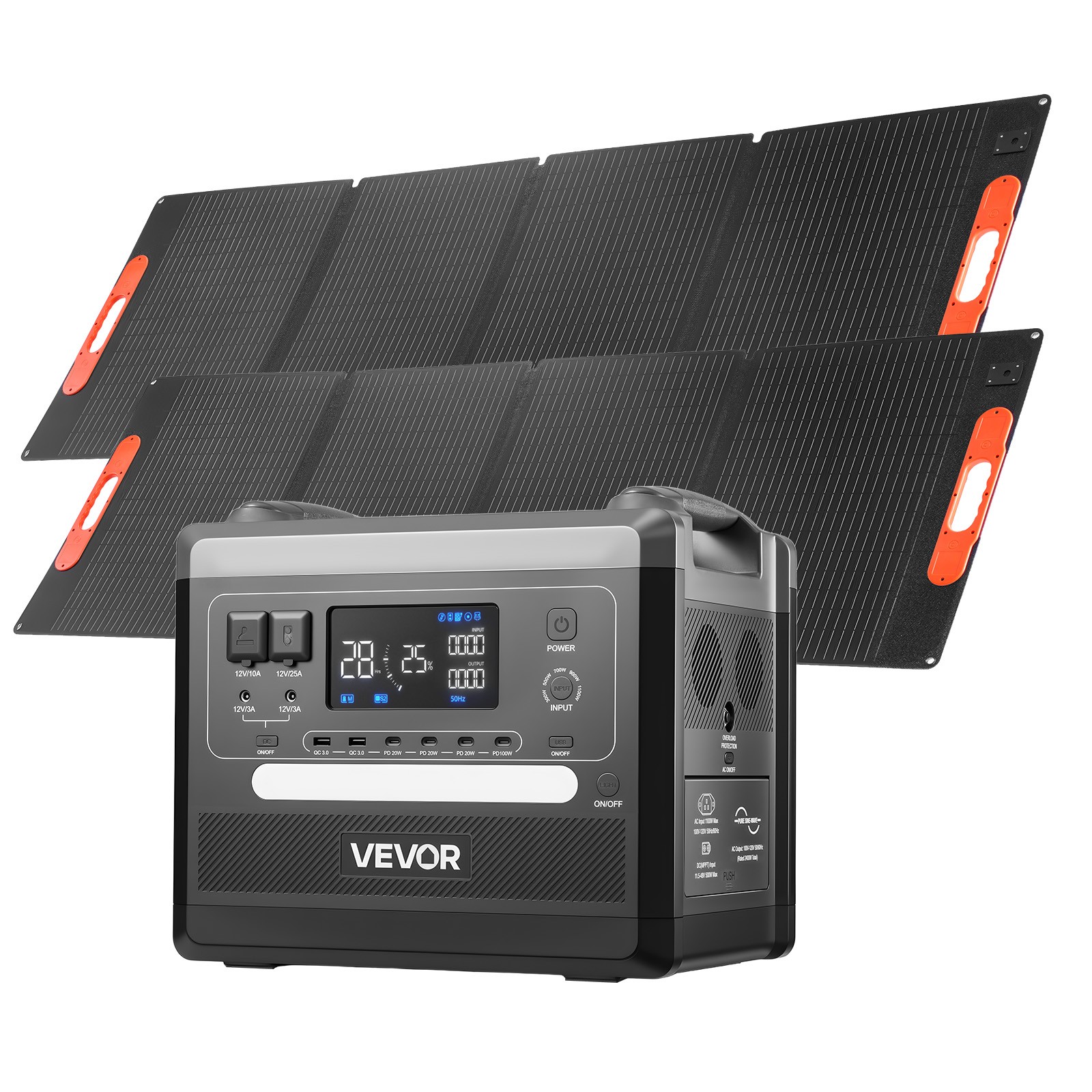 VEVOR Portable Power Station 2400W 2160Wh with 2PCS 200W Foldable Solar Panels