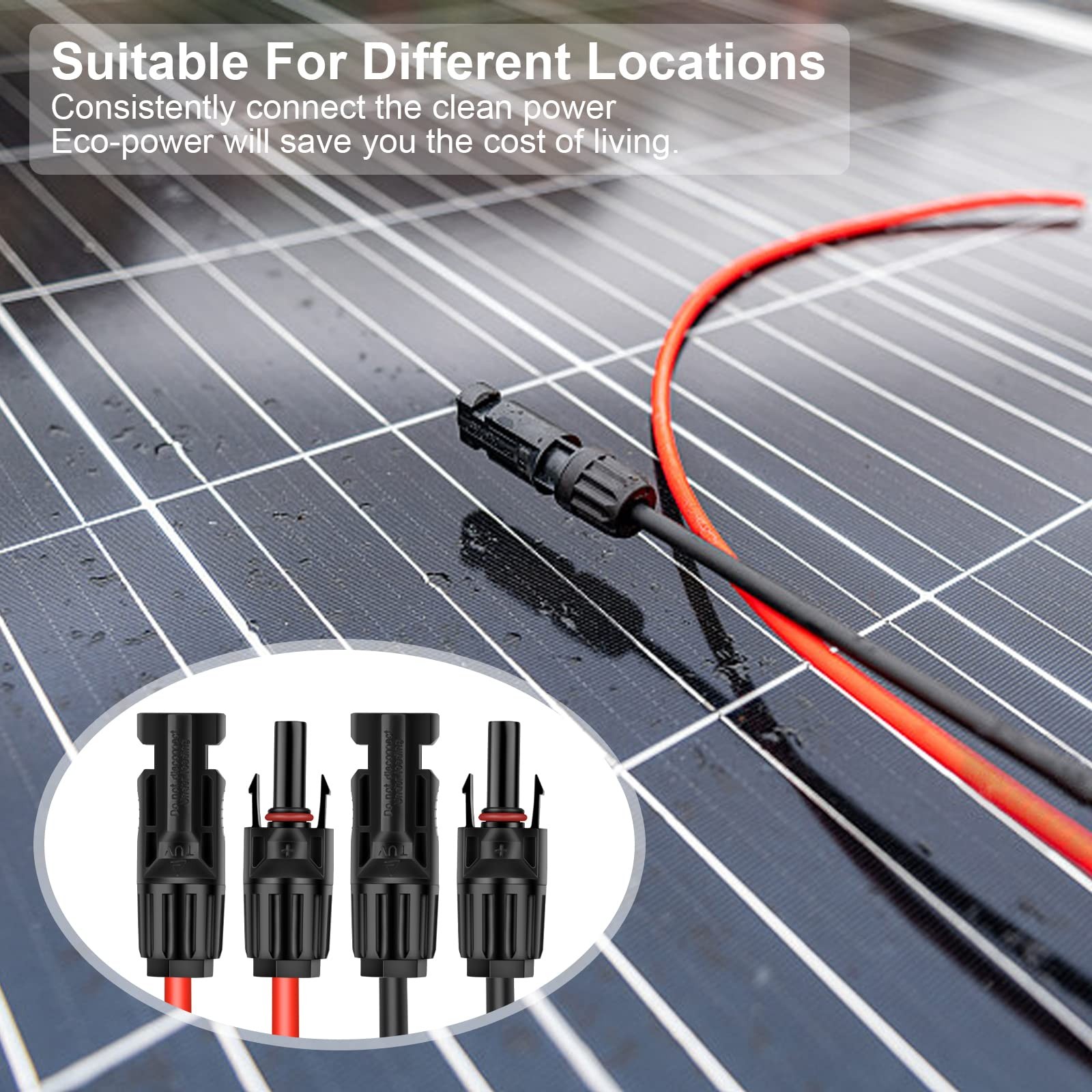 20FT 12AWG Solar Panel Extension Cable with Female and Male Connectors, Solar…