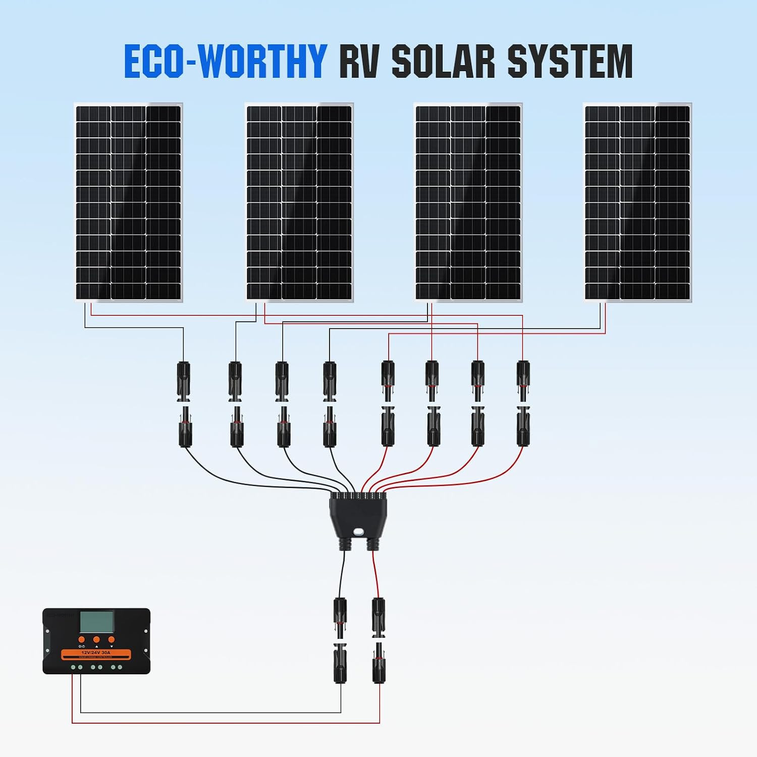 Integrated Solar Connector 2-8 Y Branch Parallel PV Adapter Cable Wire Plug Tool