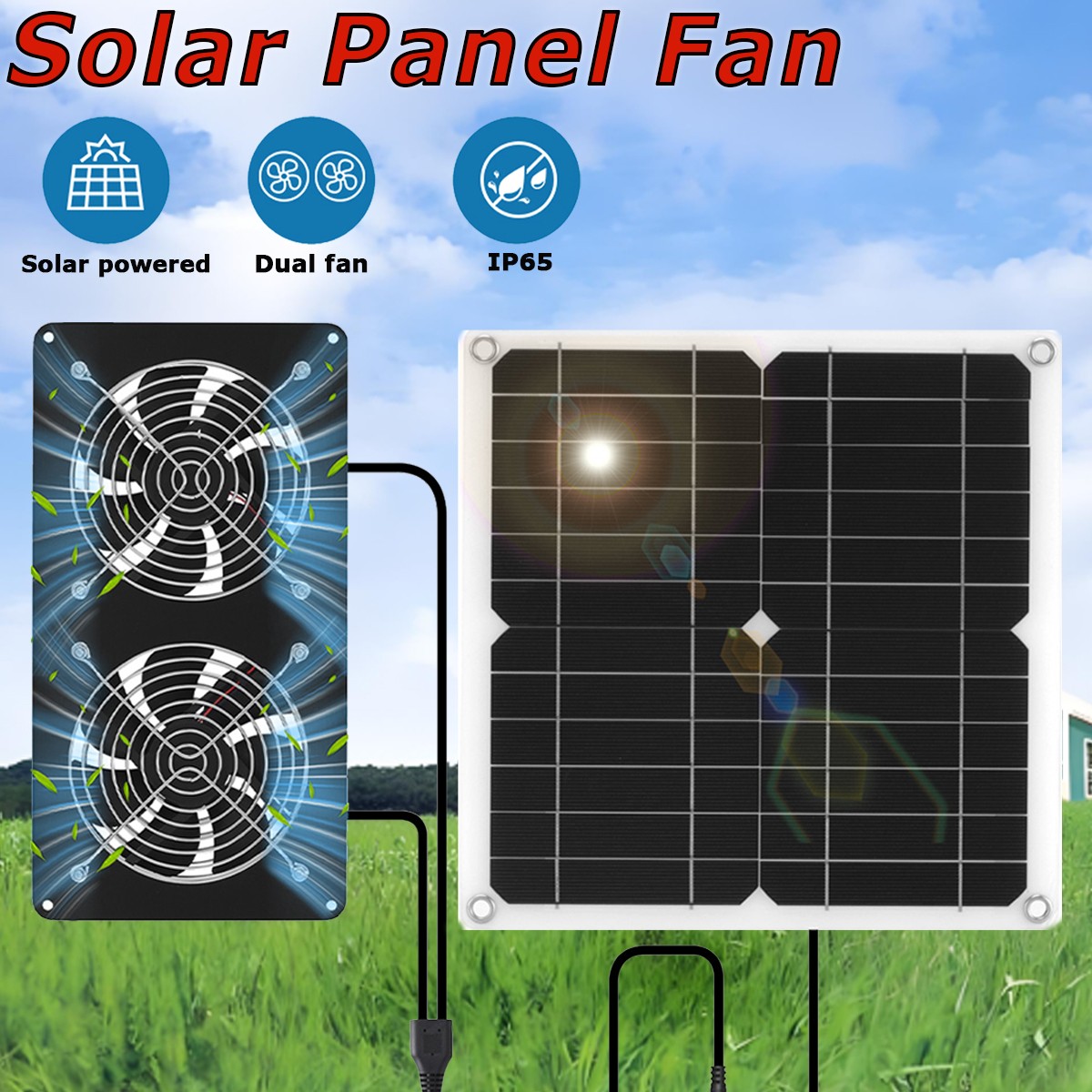 15W 12VSolar Powered Fan for Shed Chicken Coop Greenhouse Waterproof Fan Exhaust
