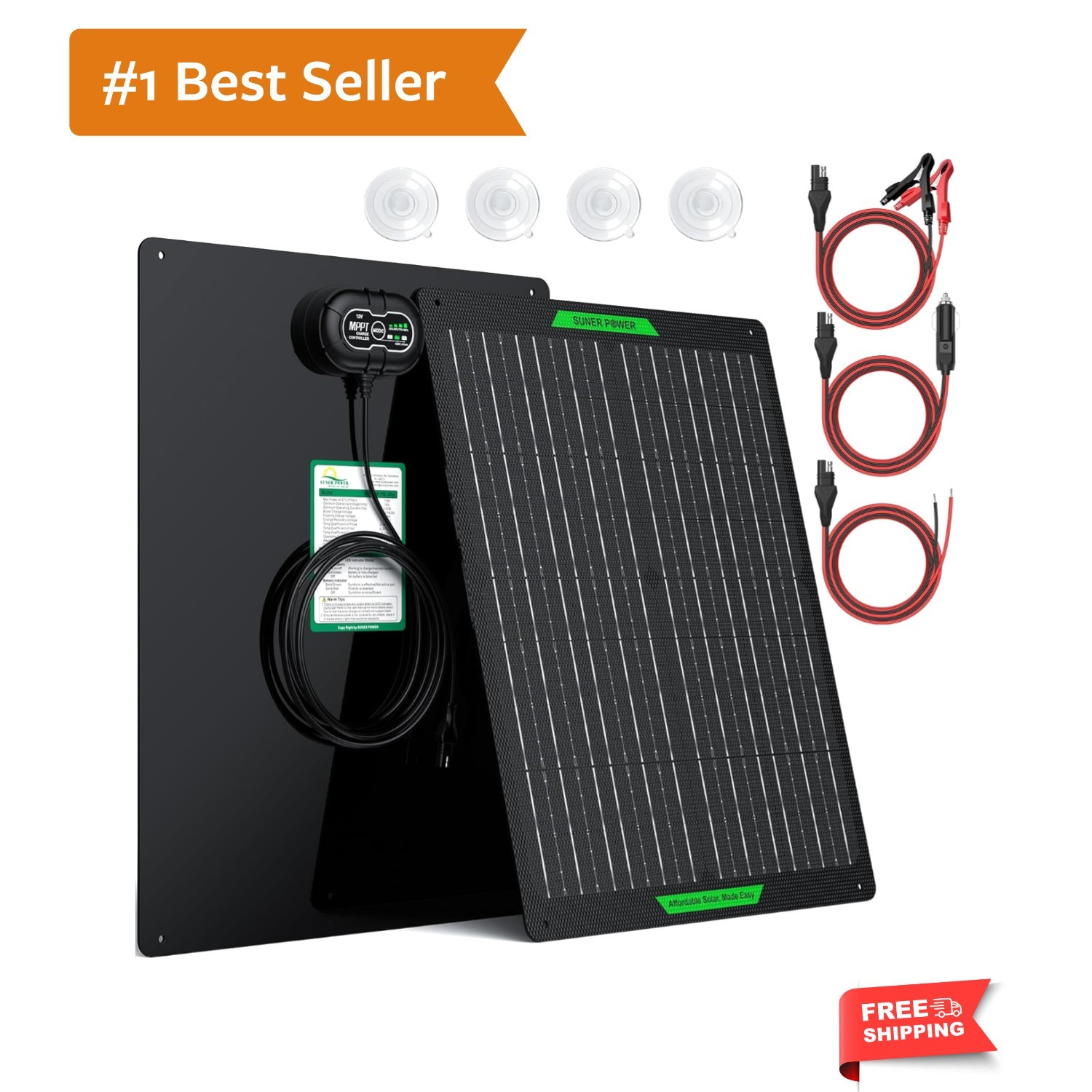 Waterproof 50W 12V Solar Battery Charger & Maintainer PRO, Built-in UltraSmar…