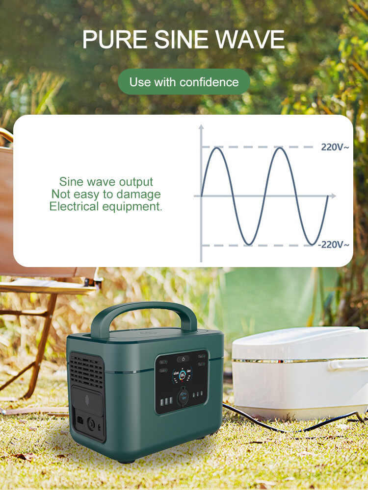 Portable Outdoor Power Bank 1200w Sine Wave Support Solar Charging