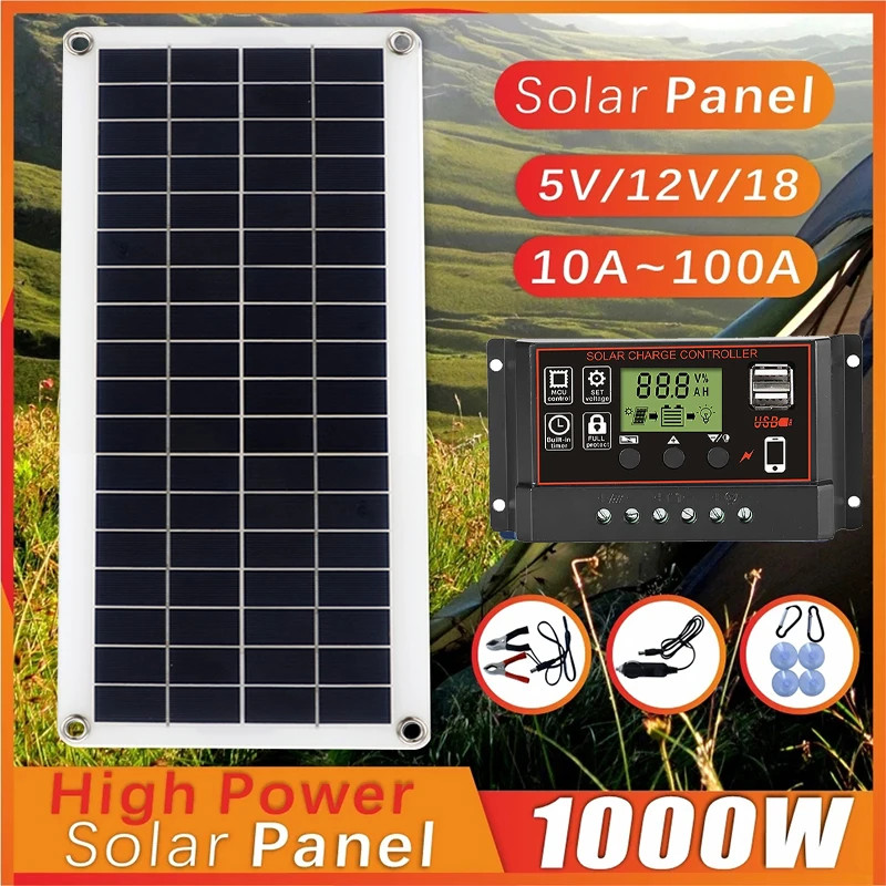 20W-1000W Solar Panel 12V Solar Cell 100A Controller Solar Panel for Phone RV Ca