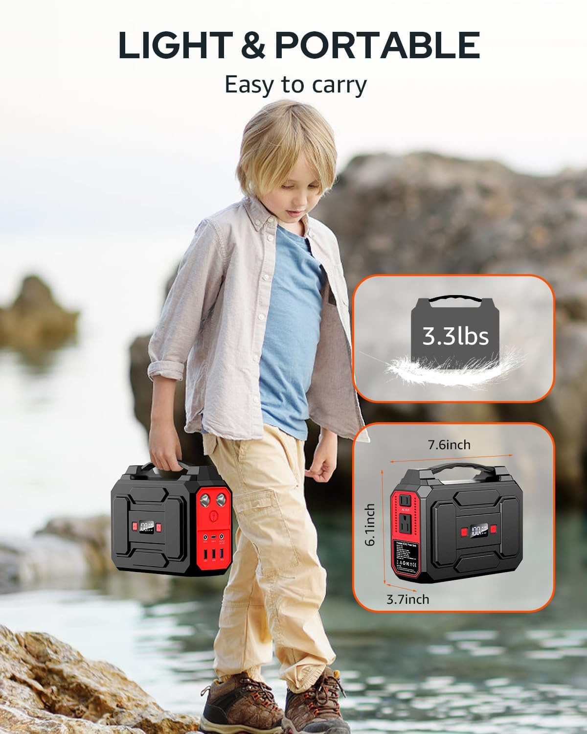 Solar Powered Generator 200W Peak/100W Rated, Portable Solar Generator Power Sta