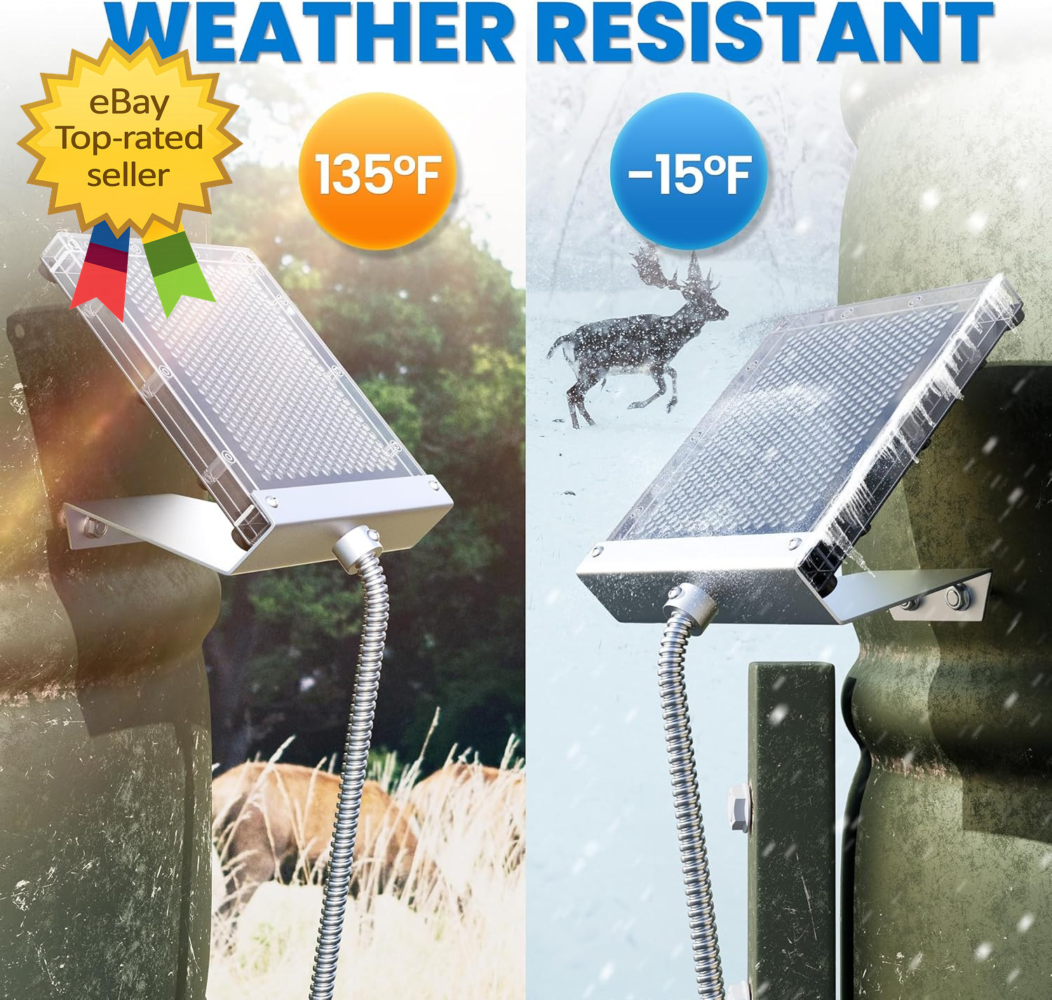 12V Solar Panel Deer Feeder Charger 1.7W Waterproof Battery Charging Kit Mounts