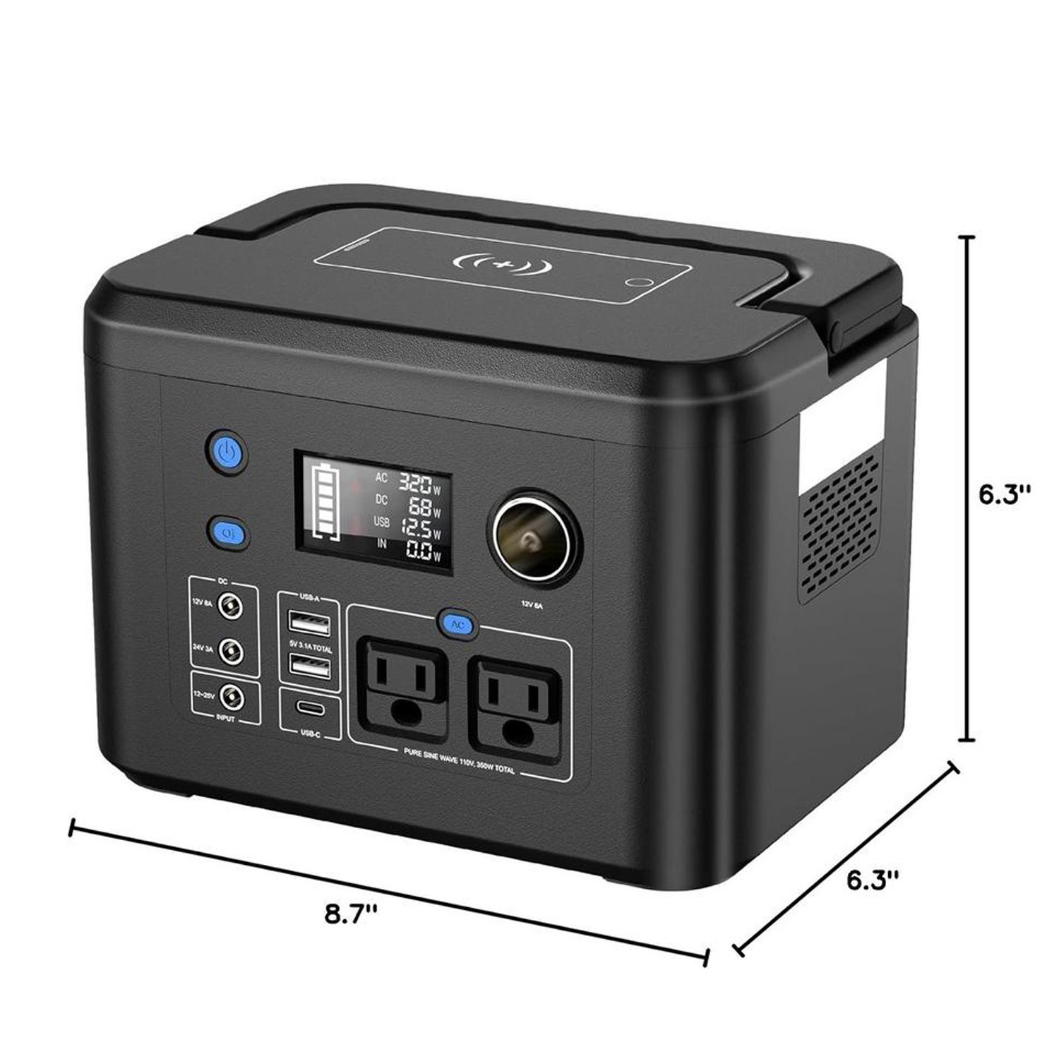Portable Power Station 350W 260Wh Battery Charger Camping RV Solar Generator