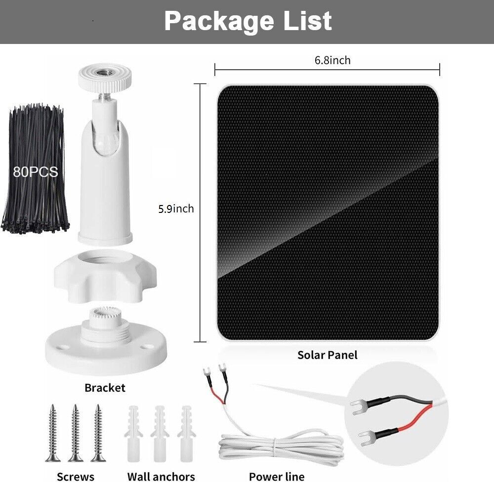Solar Panel Charger 4W for Ring Video Doorbell 4/3/2 Solar Charger W/Power Cable