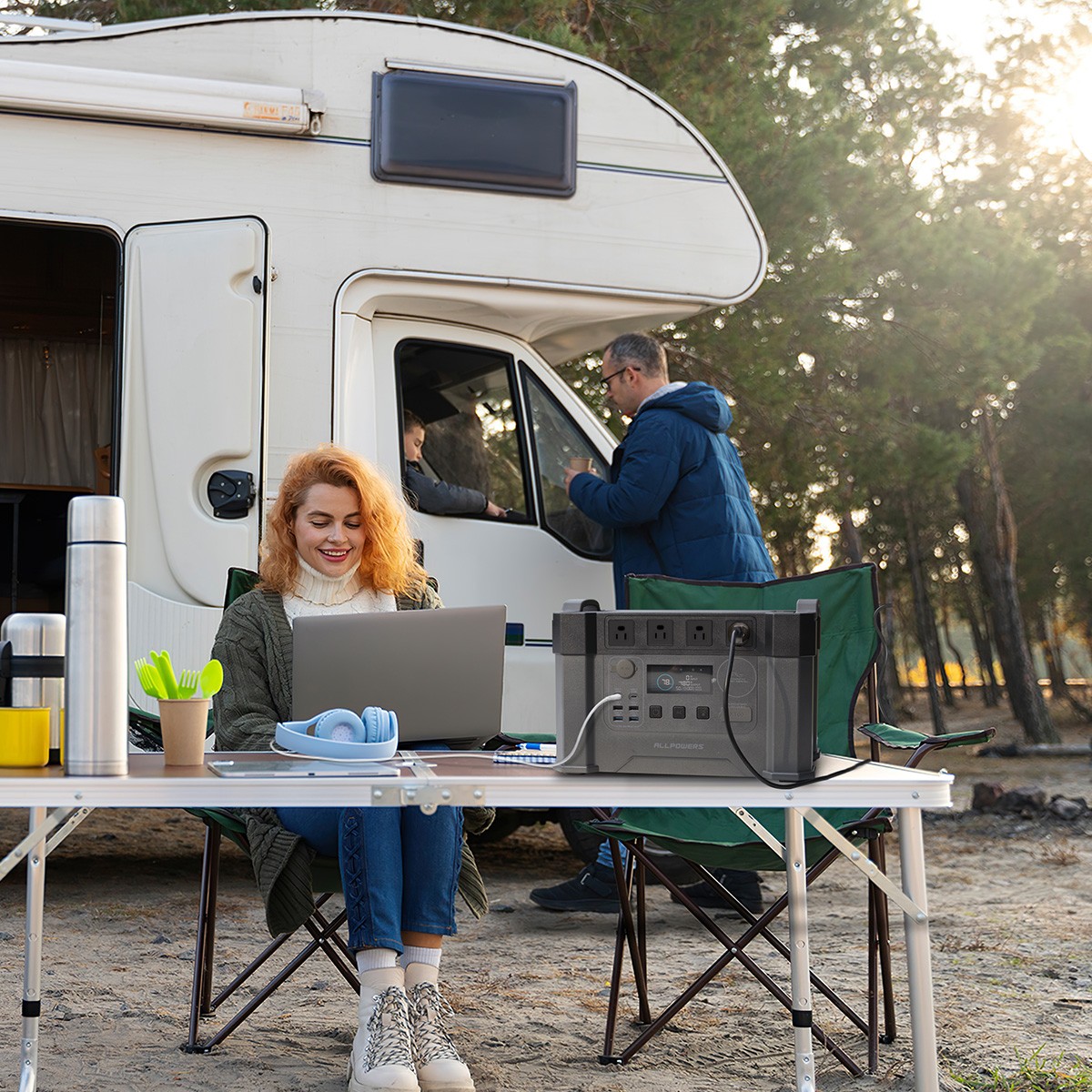 ALLPOWERS 2400W Solar Generator Power Station RV & 2x 200W Flexible Solar Panel