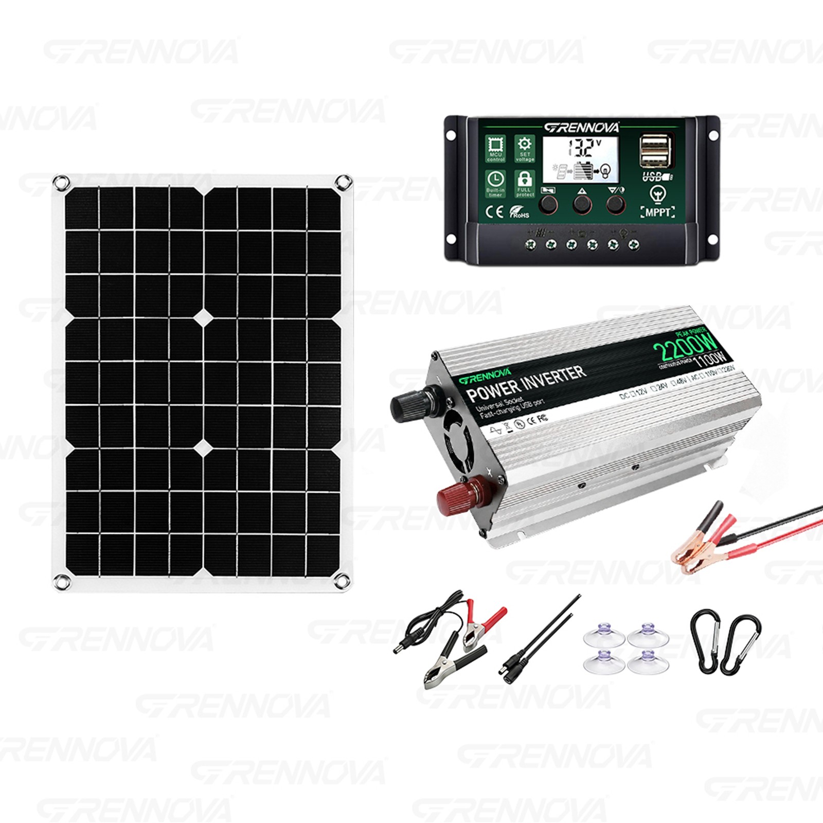 Grennova 2200W Real Power Solar Kit 60A MPPT Dual Voltage Home Backup System