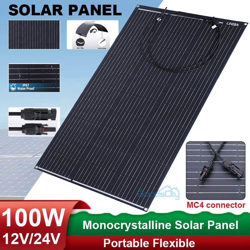 100W Watt Mono Solar Panel 12V Charging Off-Grid Battery Power RV Home Boat Camp